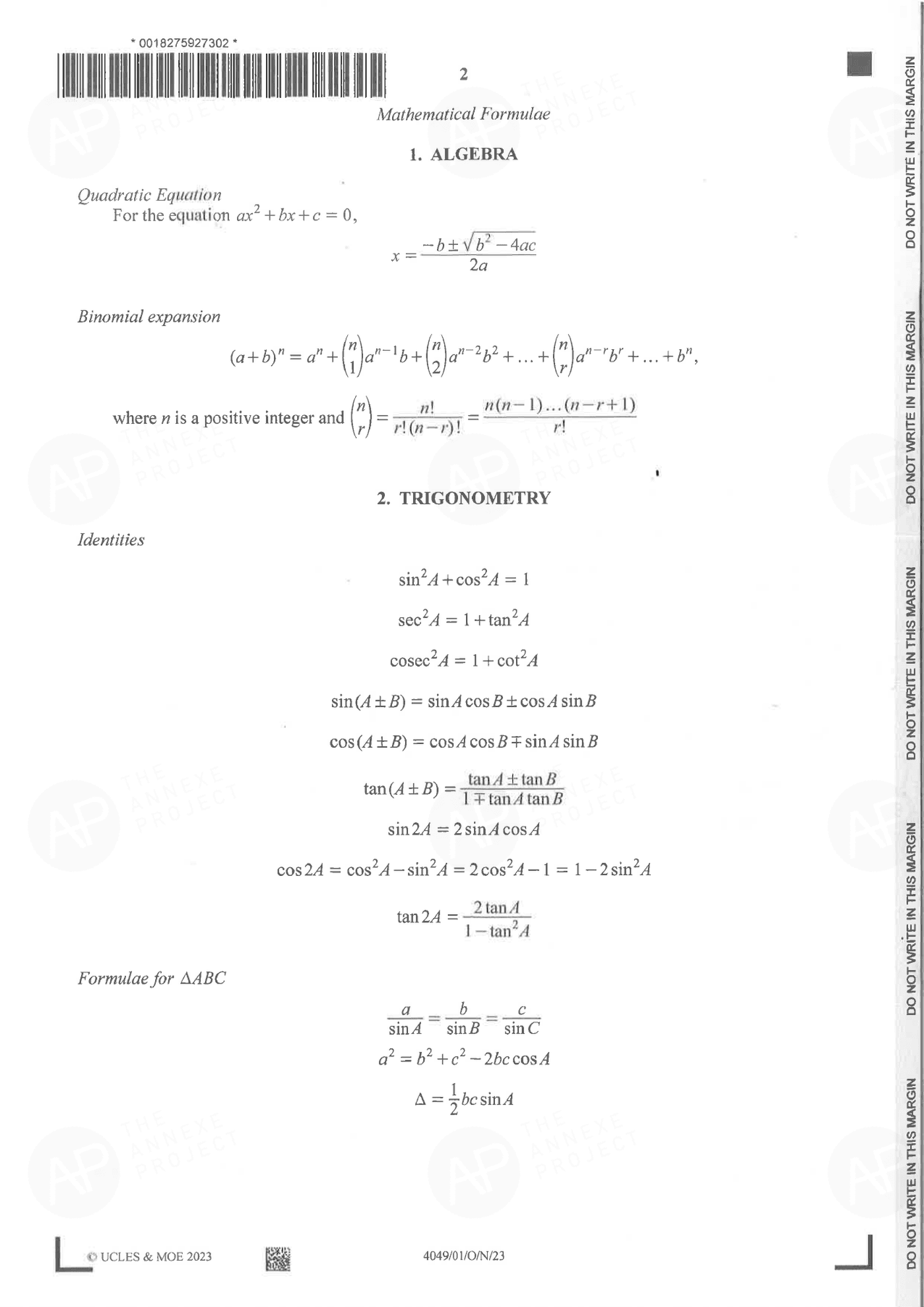 2023 GCE O LEVEL A MATH PAPER 1 SOLUTION 2 2023 O Level A Math Paper 1 solutions page 02 fs8