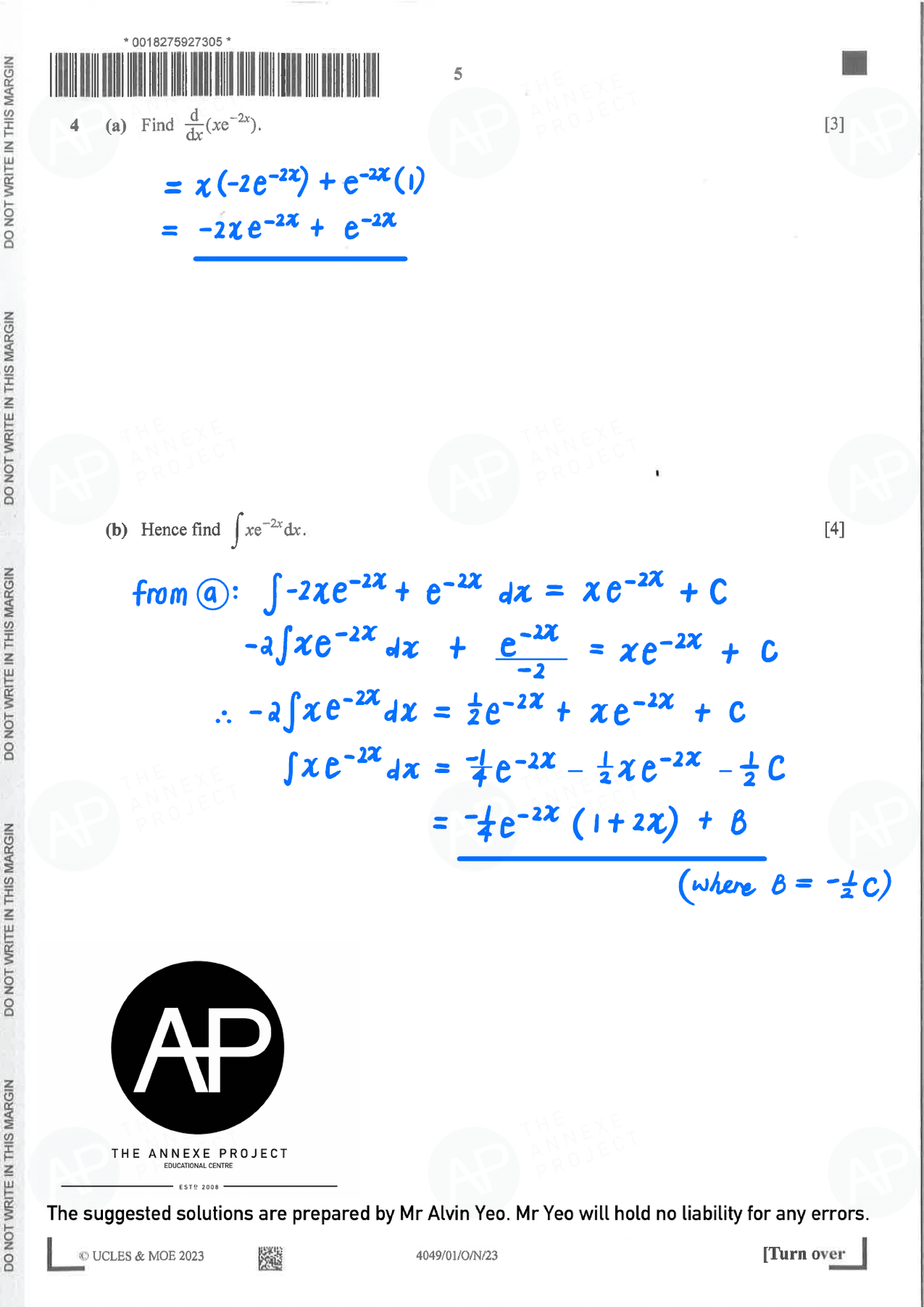 2023 GCE O LEVEL A MATH PAPER 1 SOLUTION 5 2023 O Level A Math Paper 1 solutions page 05 fs8
