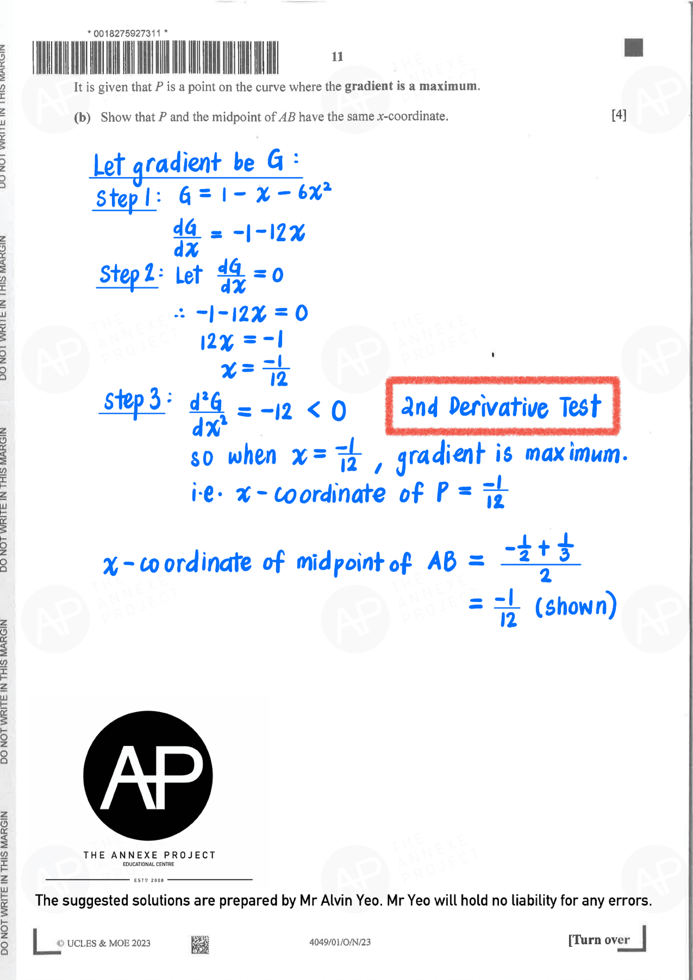 2023 GCE O LEVEL A MATH PAPER 1 SOLUTION 11 2023 O Level A Math Paper 1 solutions page 11 fs8