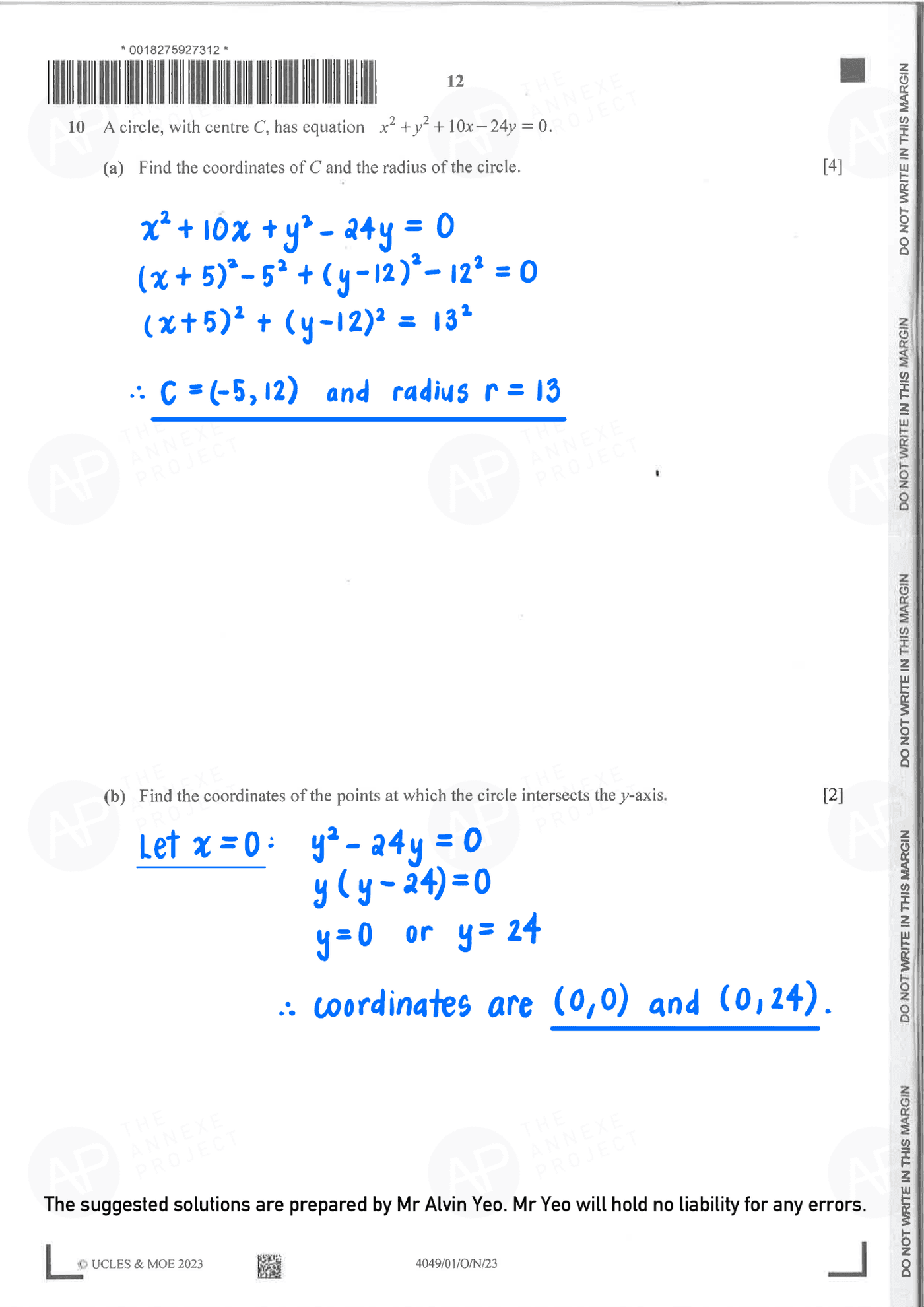 2023 GCE O LEVEL A MATH PAPER 1 SOLUTION 12 2023 O Level A Math Paper 1 solutions page 12 fs8