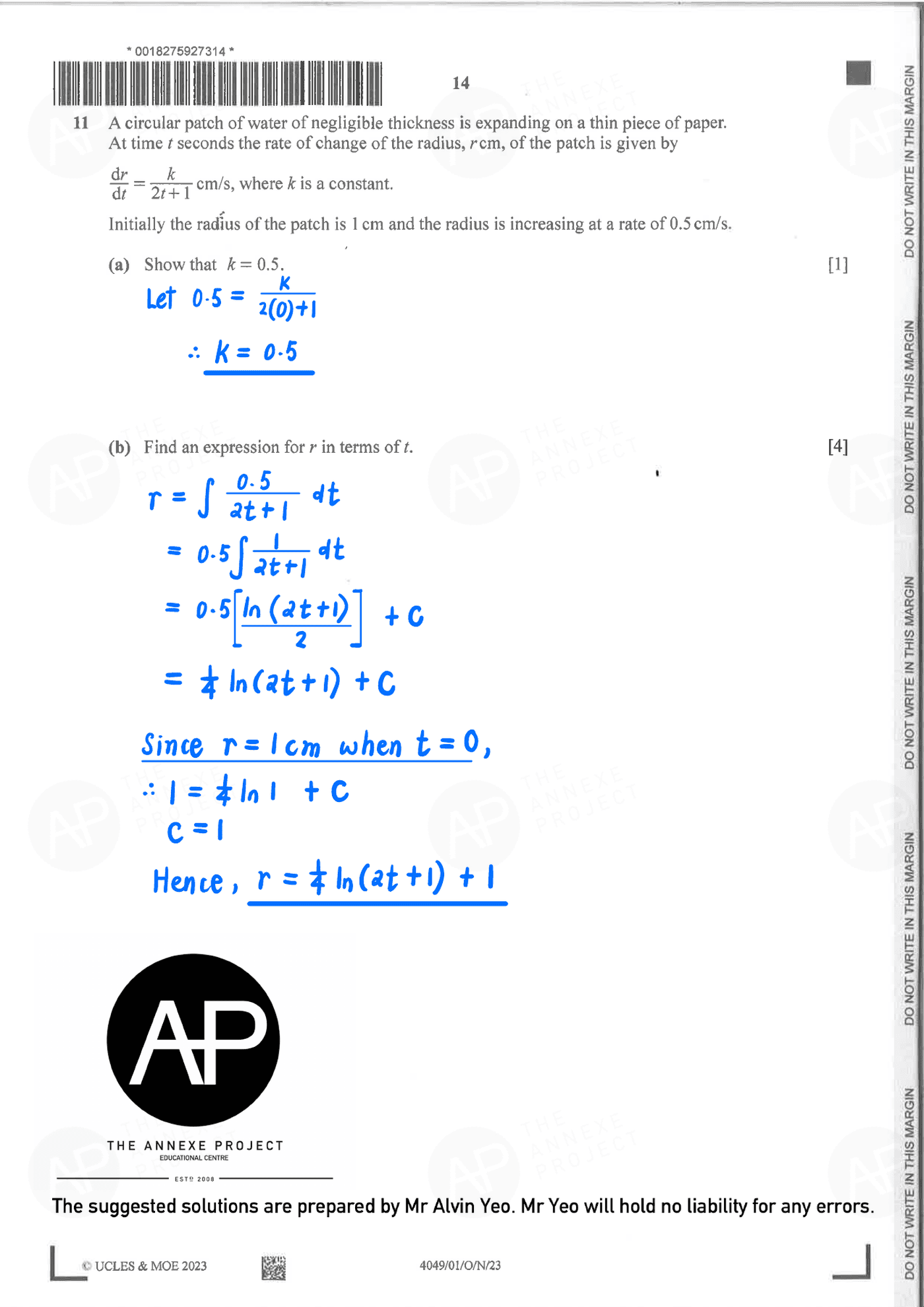 2023 GCE O LEVEL A MATH PAPER 1 SOLUTION 14 2023 O Level A Math Paper 1 solutions page 14 fs8