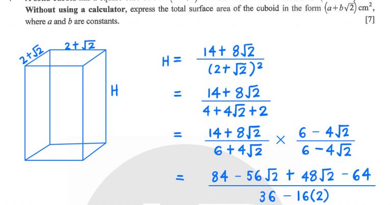 O-Level Additional Mathematics worked solution preview