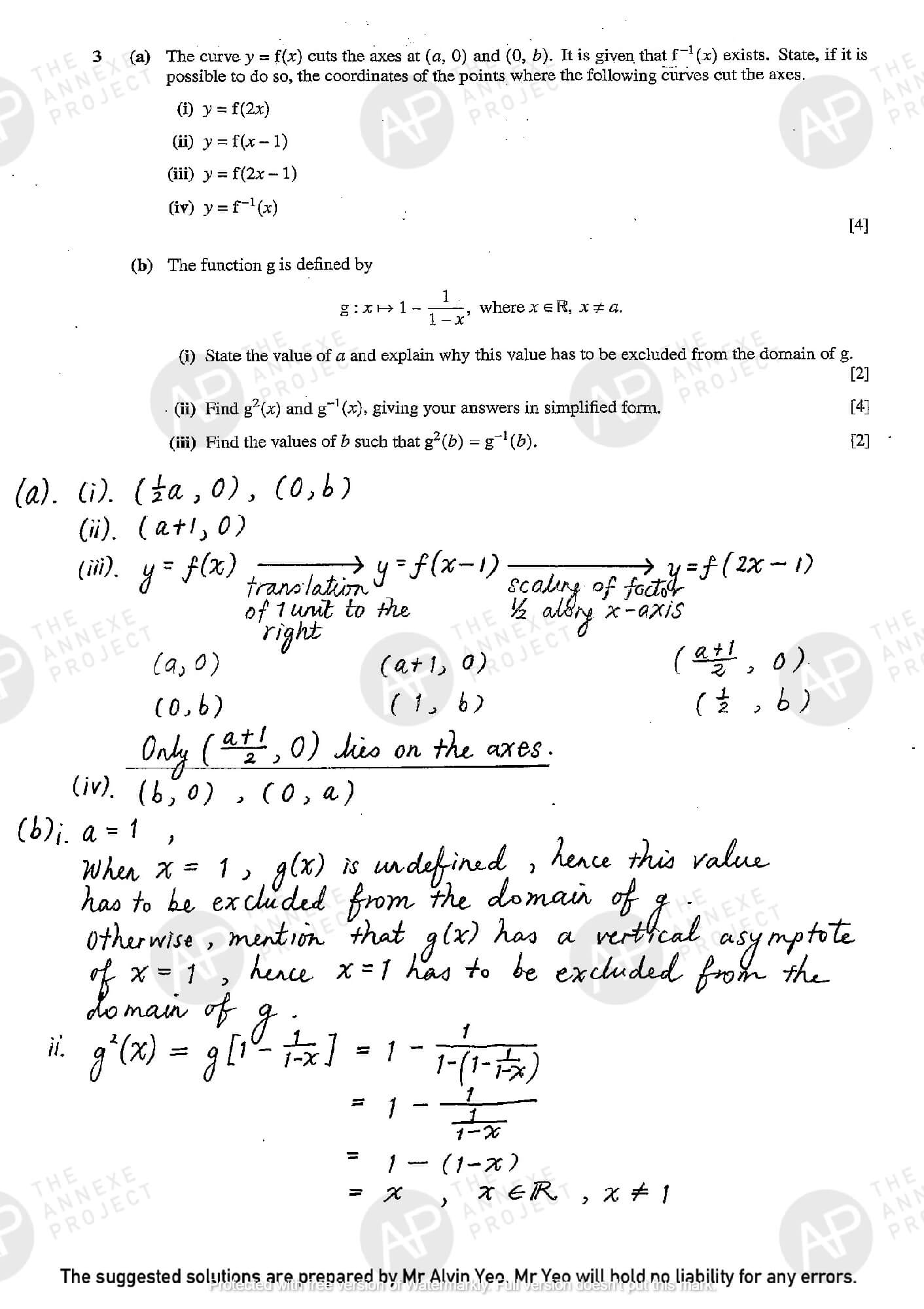 2017 A Level H2 Mathematics Paper 2 The Annexe Project tuition center solution Page 04