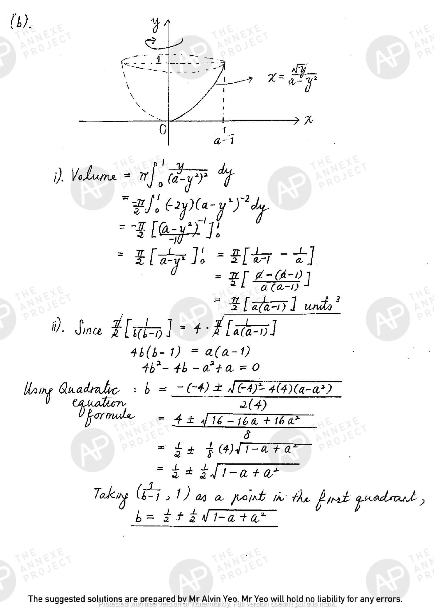 2017 A Level H2 Mathematics Paper 2 The Annexe Project tuition center solution Page 06
