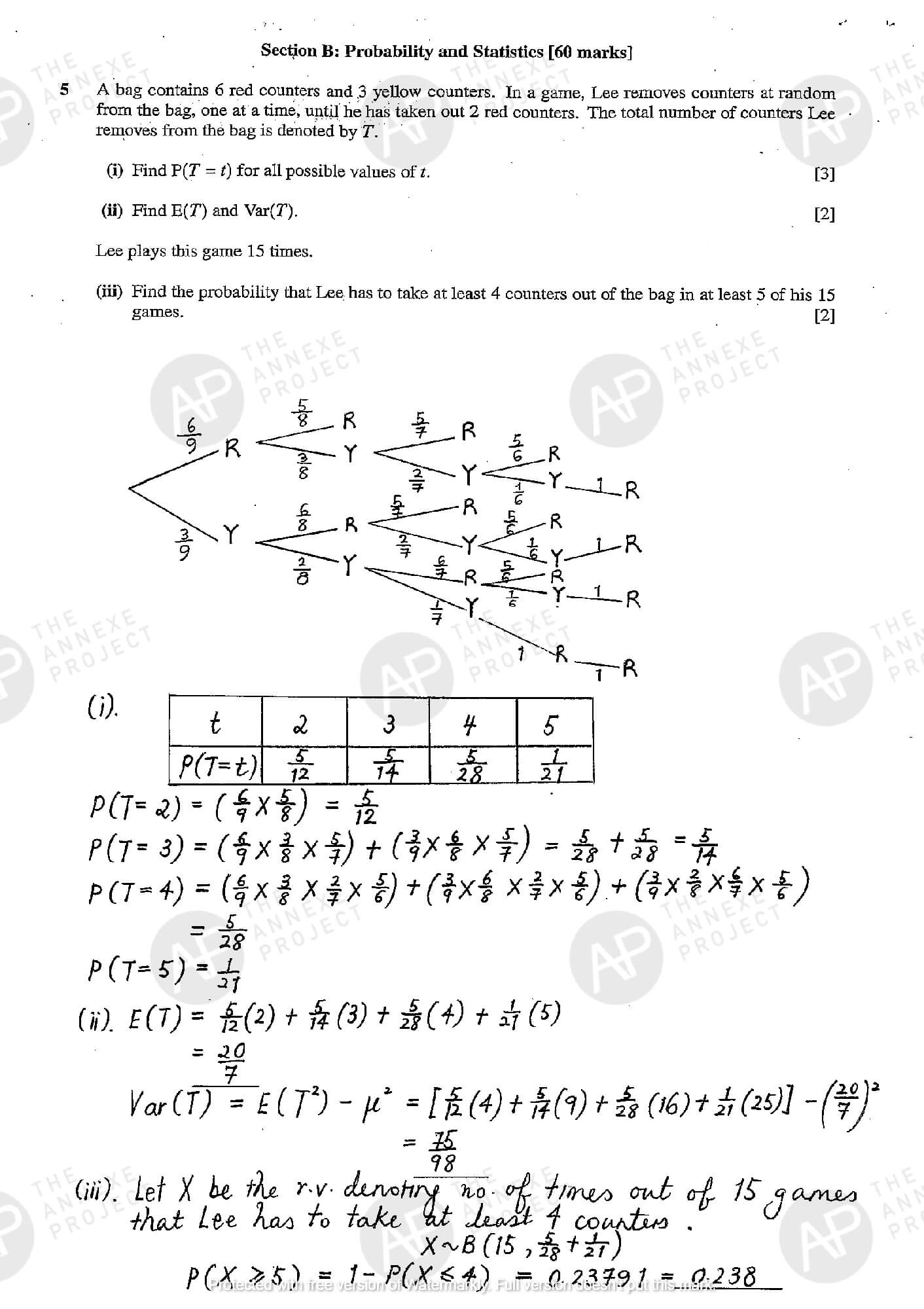 2017 A Level H2 Mathematics Paper 2 The Annexe Project tuition center solution Page 07