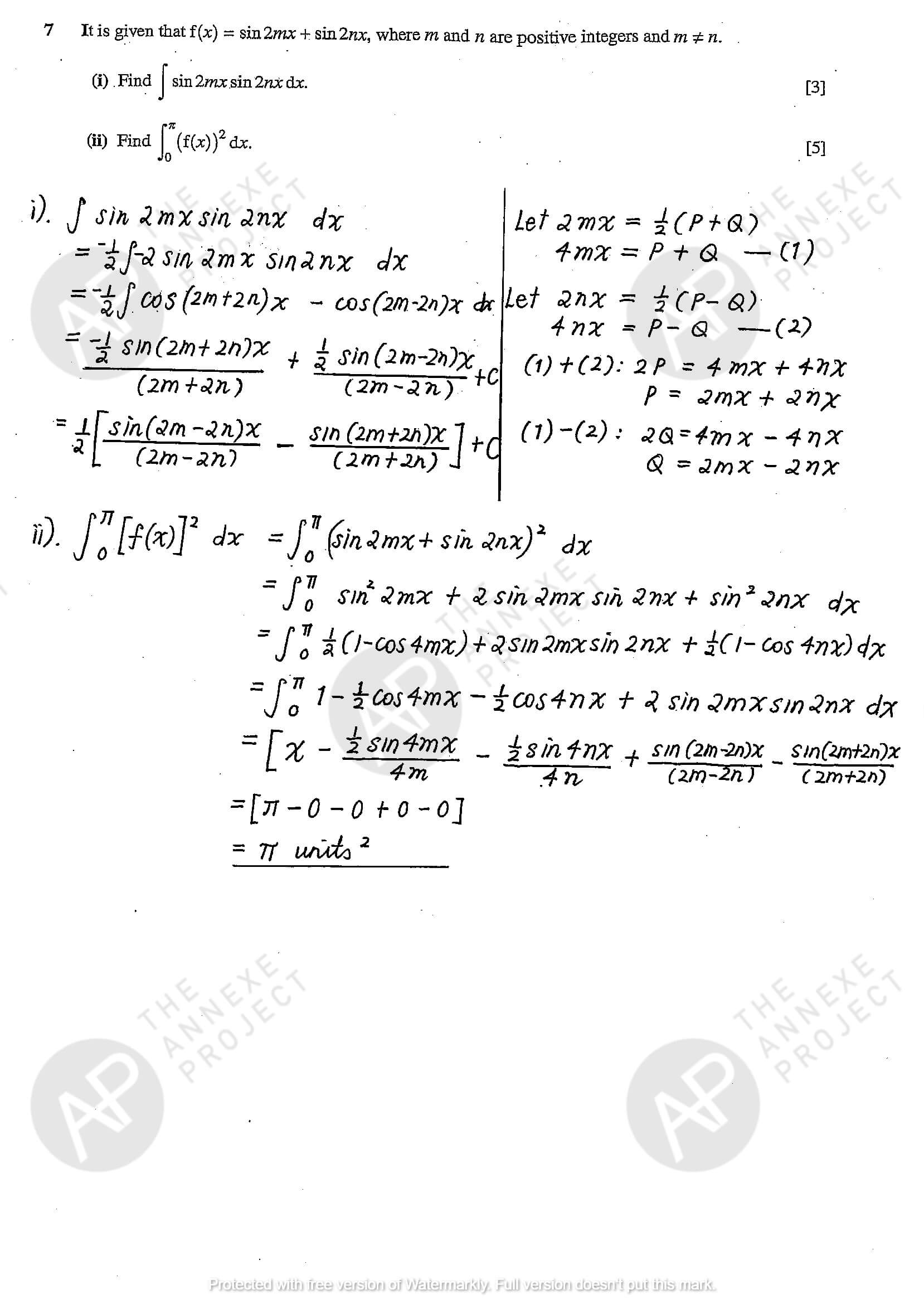 2017 A level H2 Mathematics Paper 1 Solutions Page 07