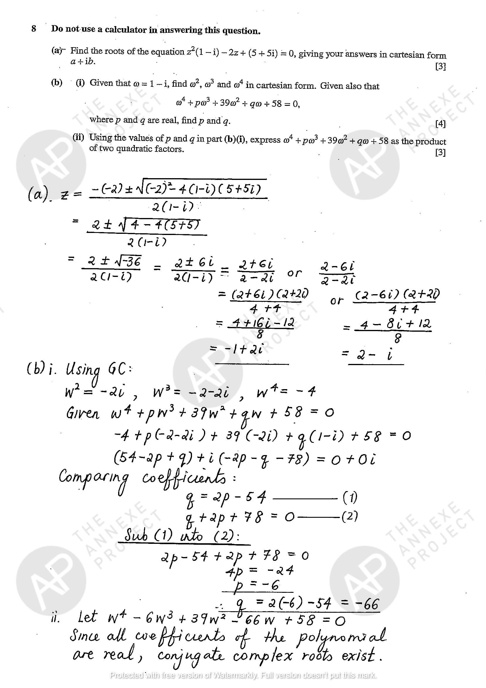 2017 A level H2 Mathematics Paper 1 Solutions Page 08
