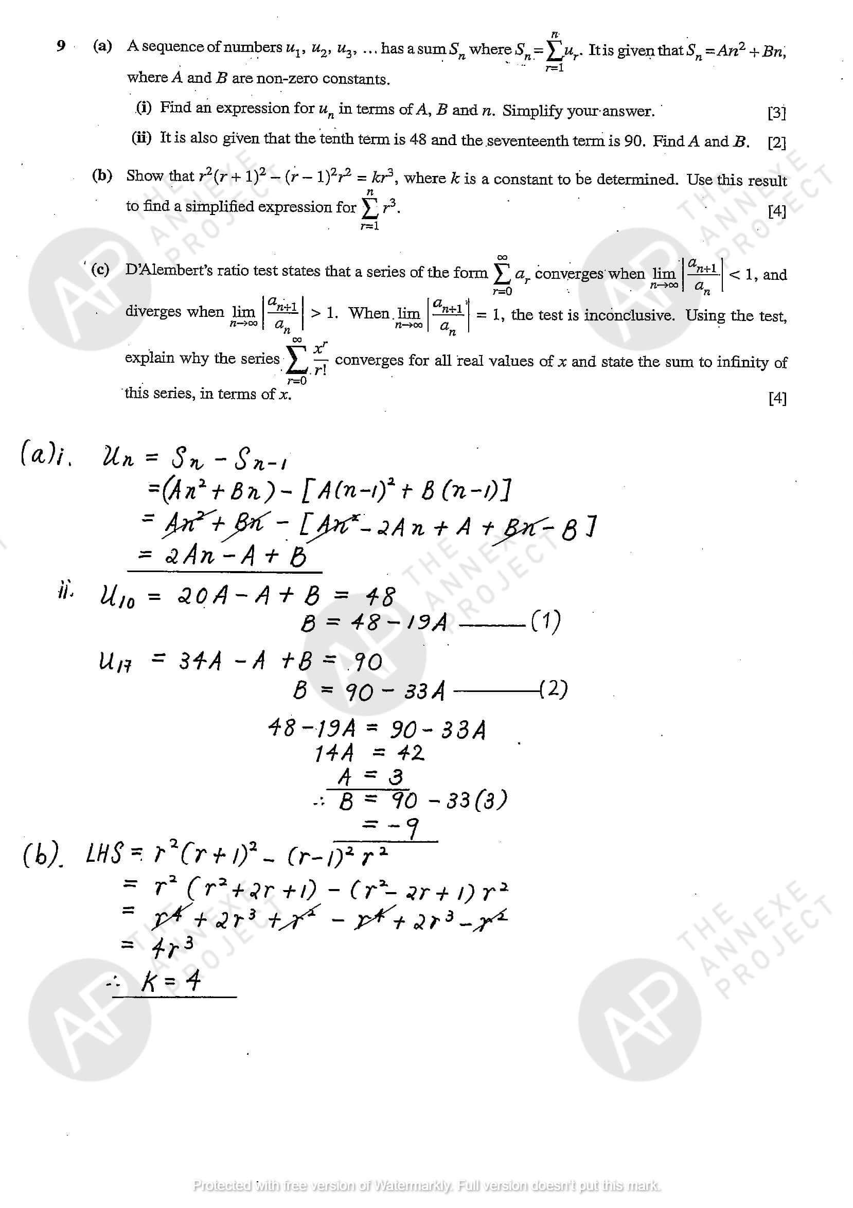2017 A level H2 Mathematics Paper 1 Solutions Page 10
