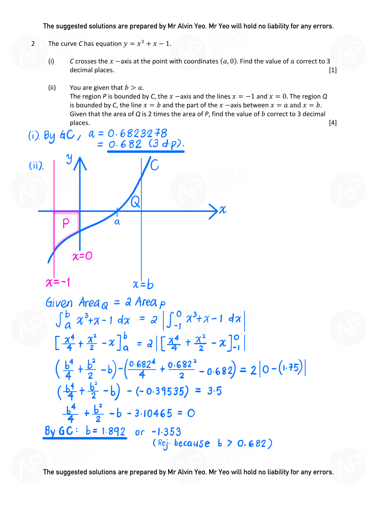 2019 GCE A LEVEL H2 MATHEMATICS PAPER 1 SOLUTION - The Annexe Project