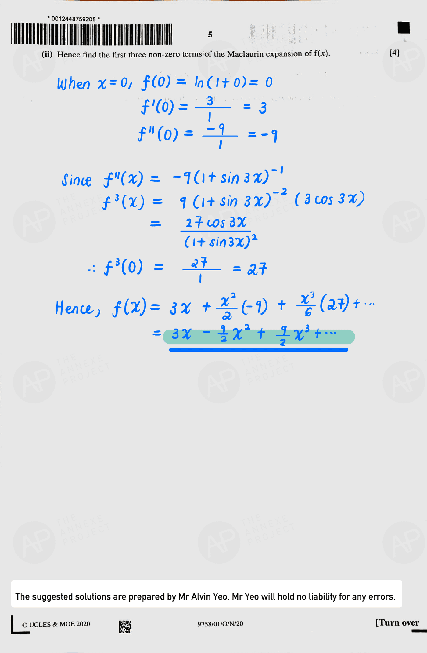 2020 A level H2 Mathematics Paper 1 page 05 fs8