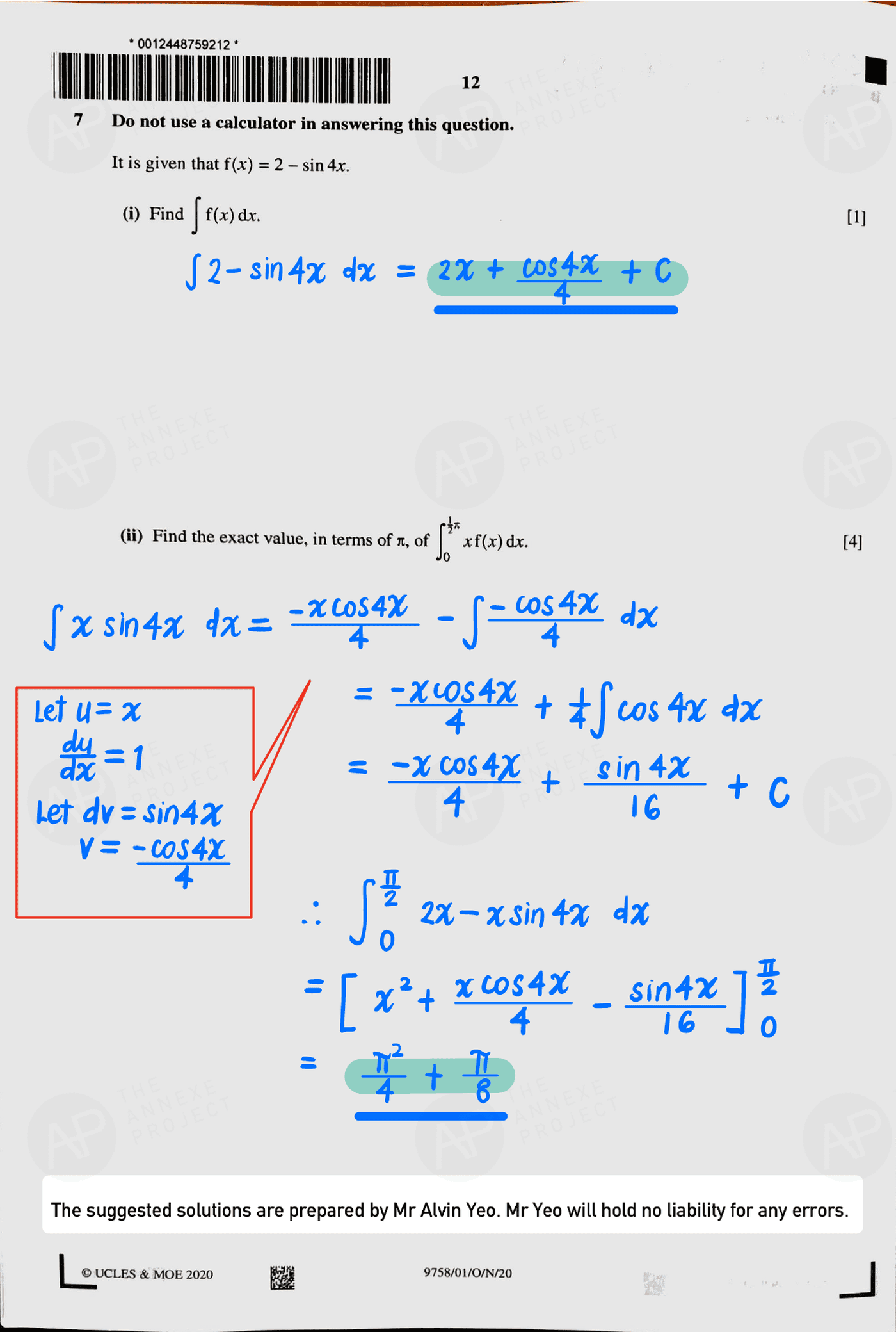 2020 A level H2 Mathematics Paper 1 page 12 fs8