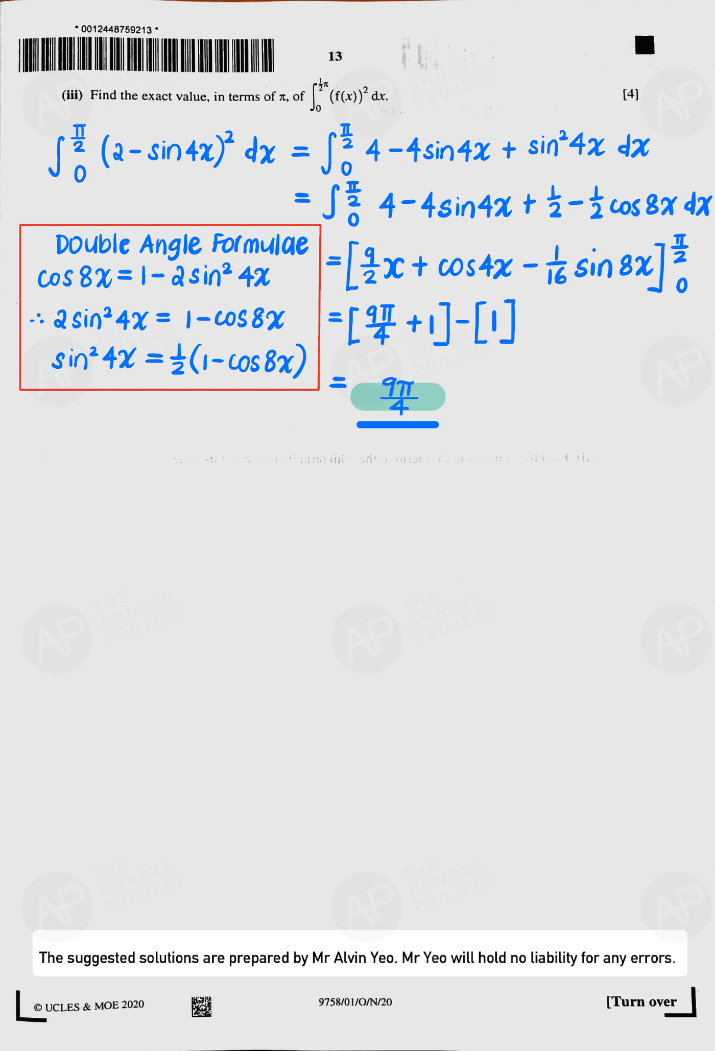 2020 A level H2 Mathematics Paper 1 page 13 fs8
