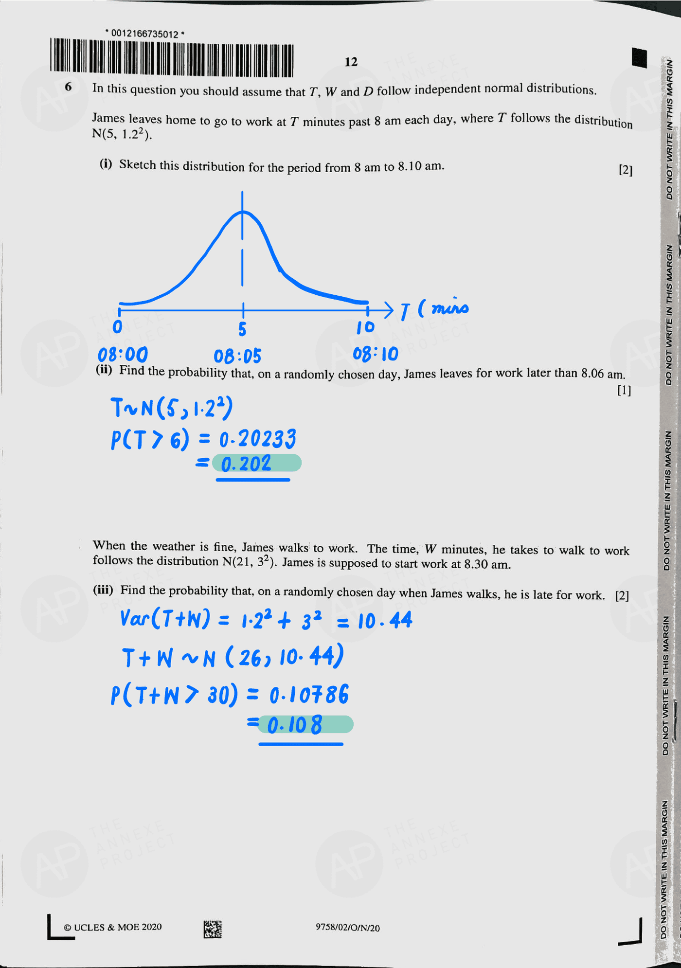 2020 A level H2 Mathematics Paper 2 page 12 fs8