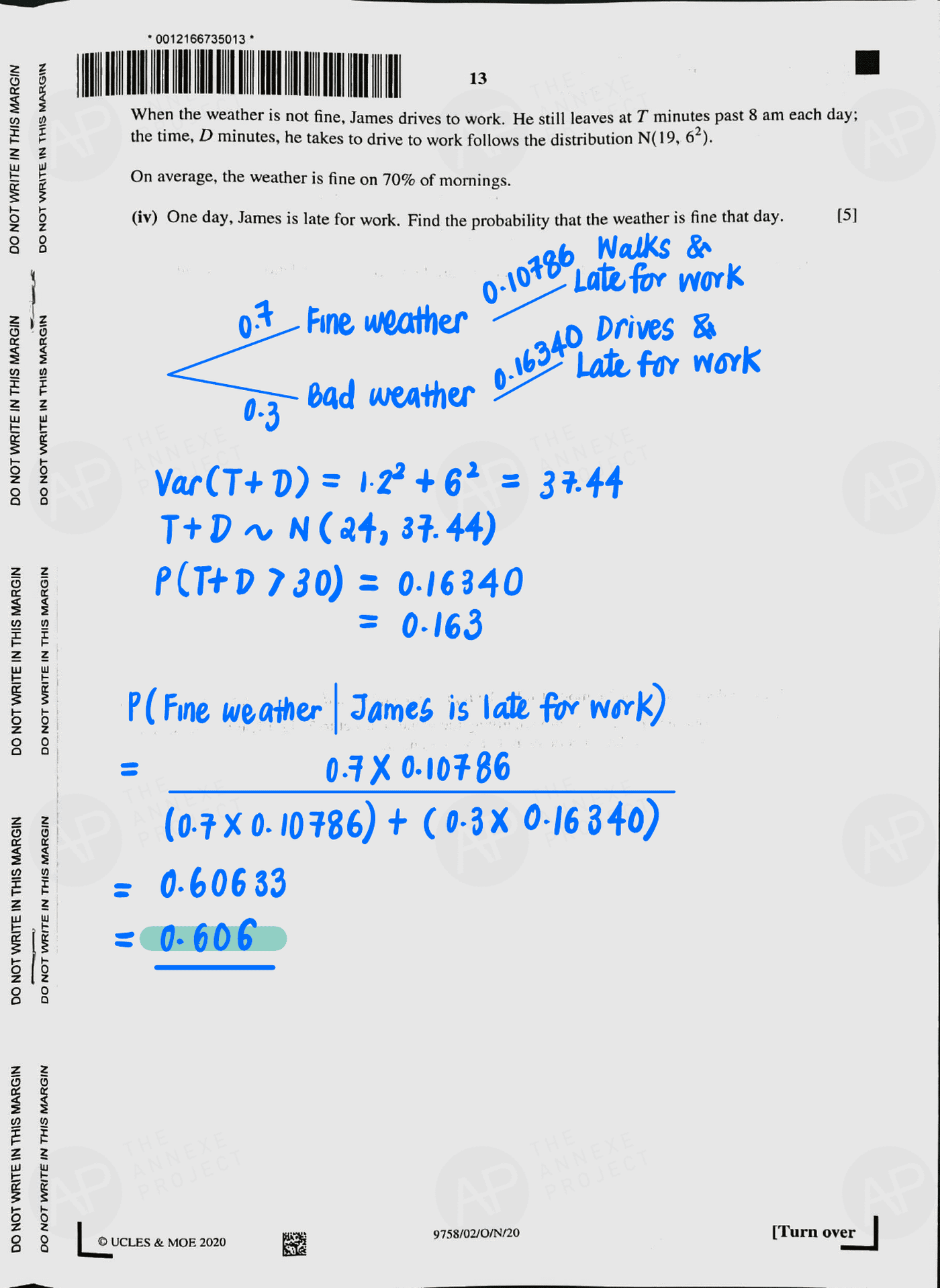 2020 A level H2 Mathematics Paper 2 page 13 fs8