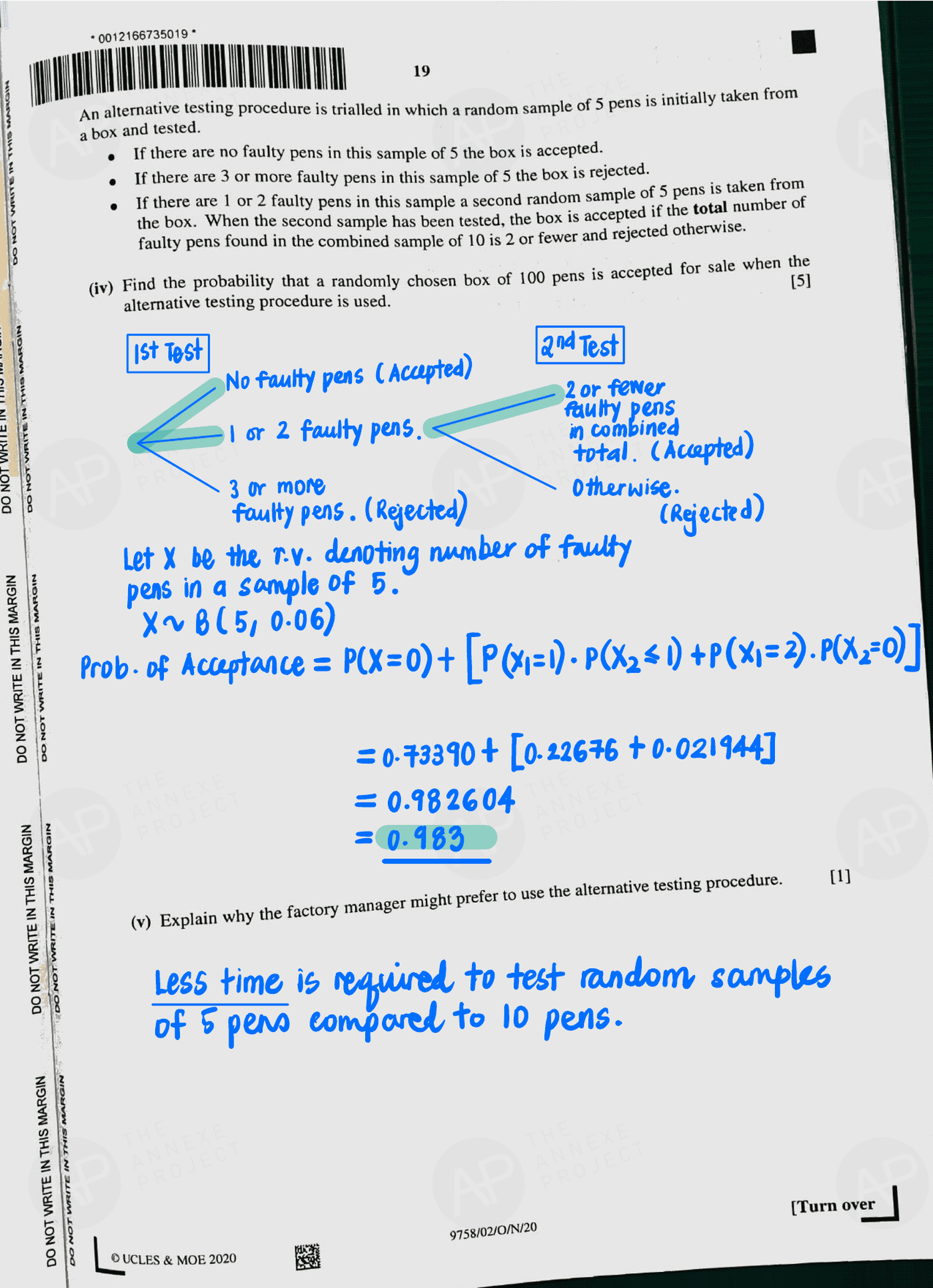 2020 A level H2 Mathematics Paper 2 page 19 fs8