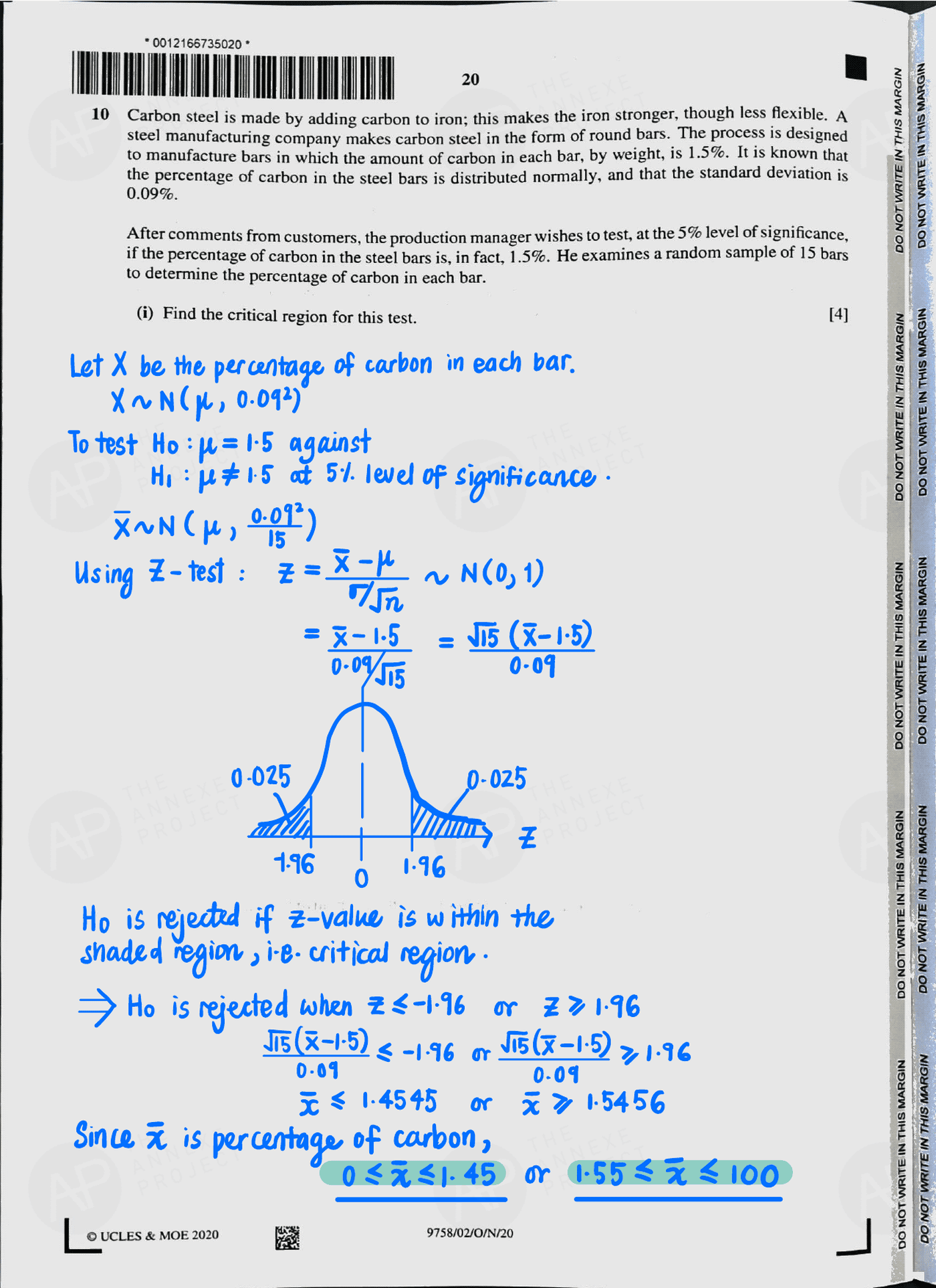 2020 A level H2 Mathematics Paper 2 page 20 fs8