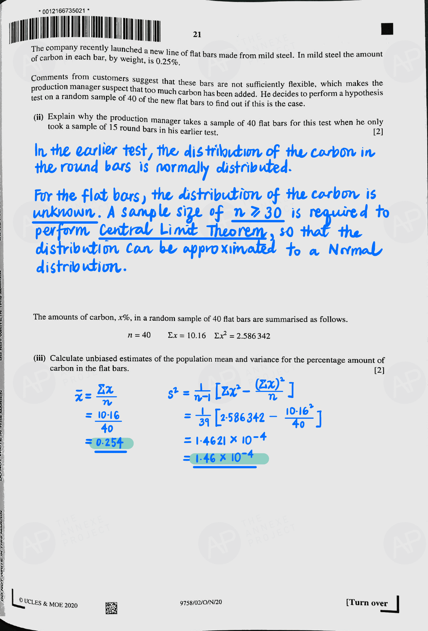 2020 A level H2 Mathematics Paper 2 page 21 fs8