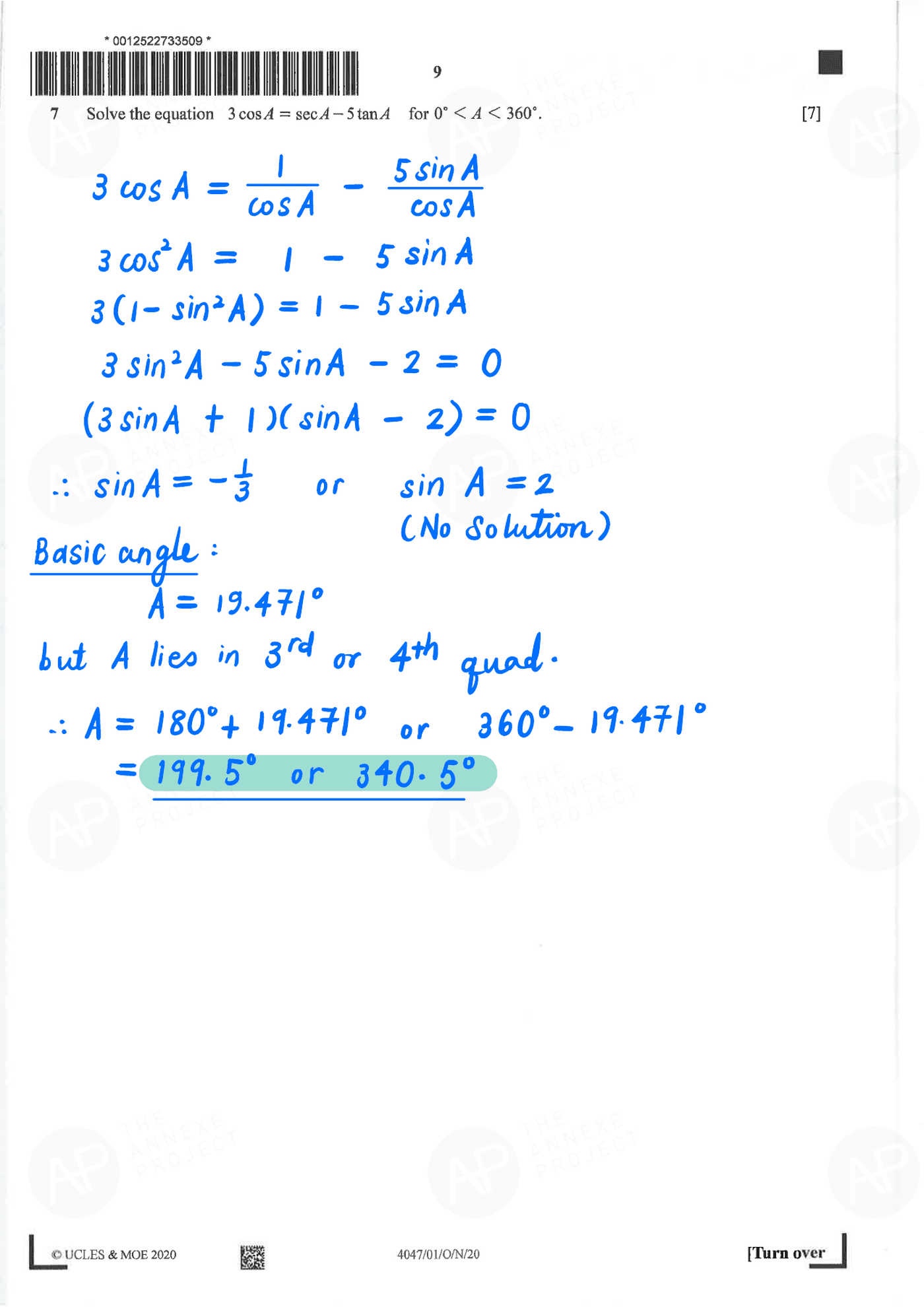 2020 O Level A Math Paper 1 page 09 fs8