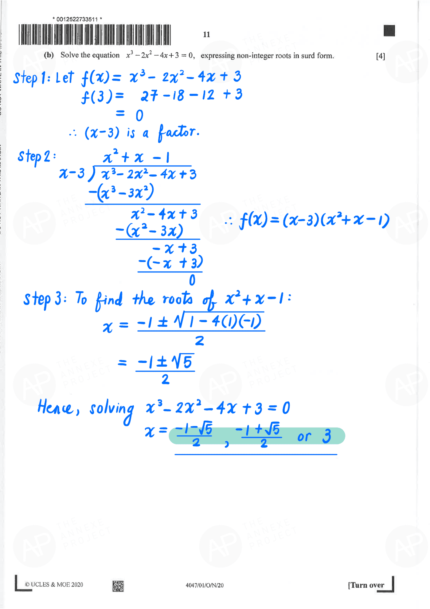 2020 O Level A Math Paper 1 page 11 fs8