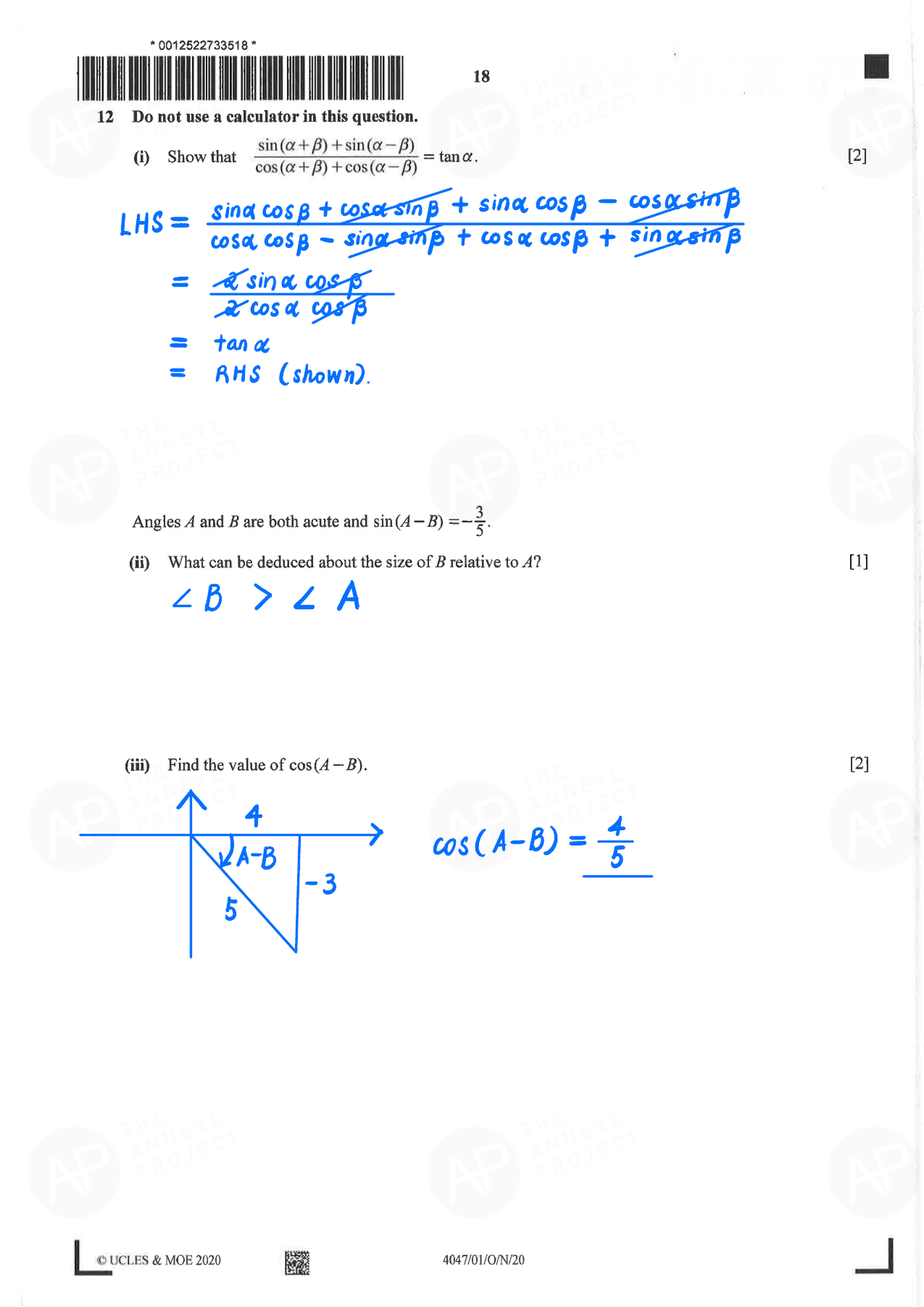 2020 O Level A Math Paper 1 page 19 fs8