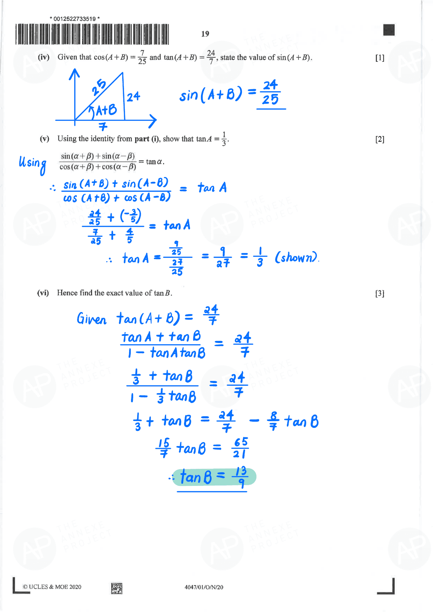 2020 O Level A Math Paper 1 page 20 fs8