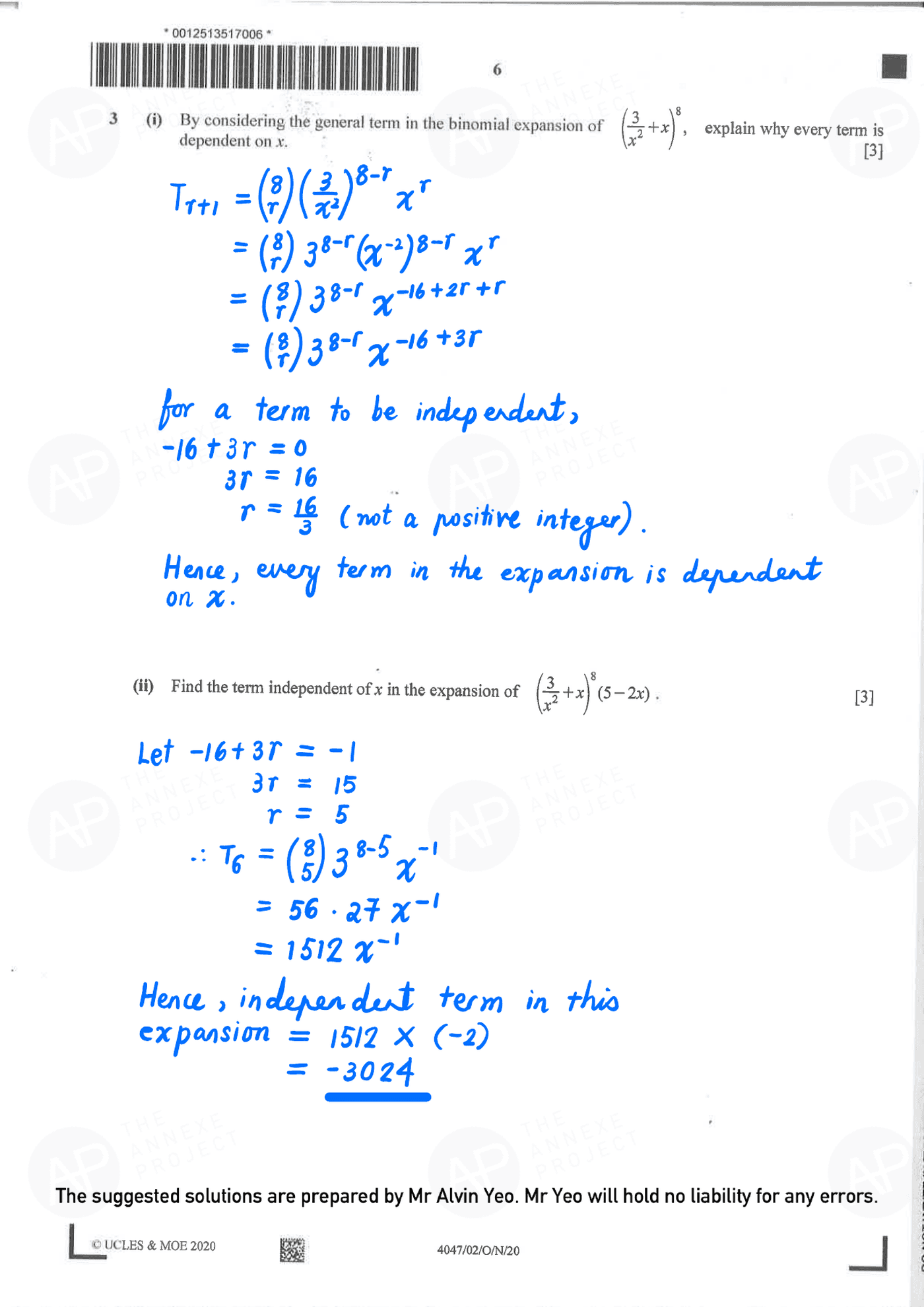 2020 O Level A Math Paper 2 Solutions page 04 fs8