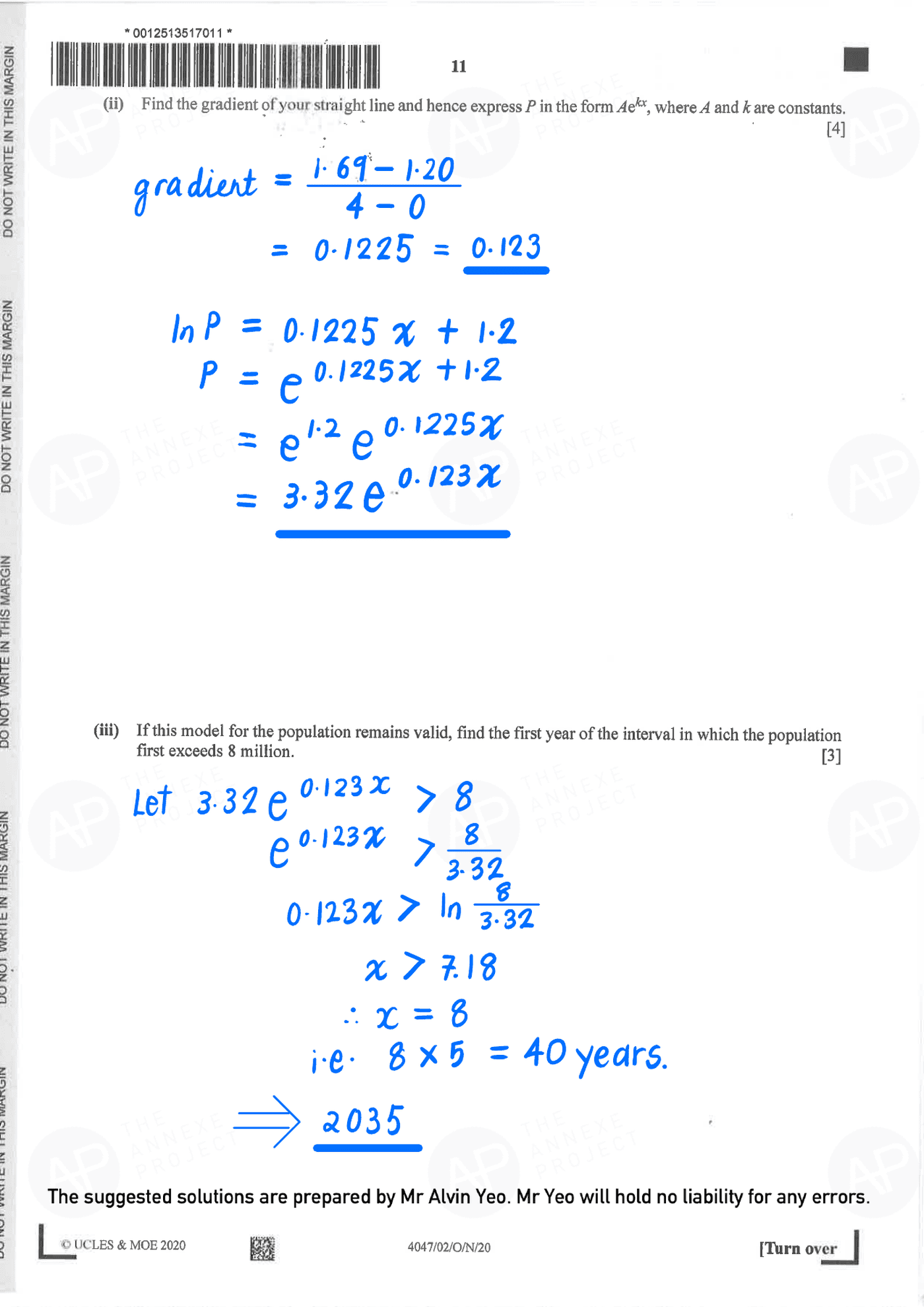 2020 O Level A Math Paper 2 Solutions page 09 fs8