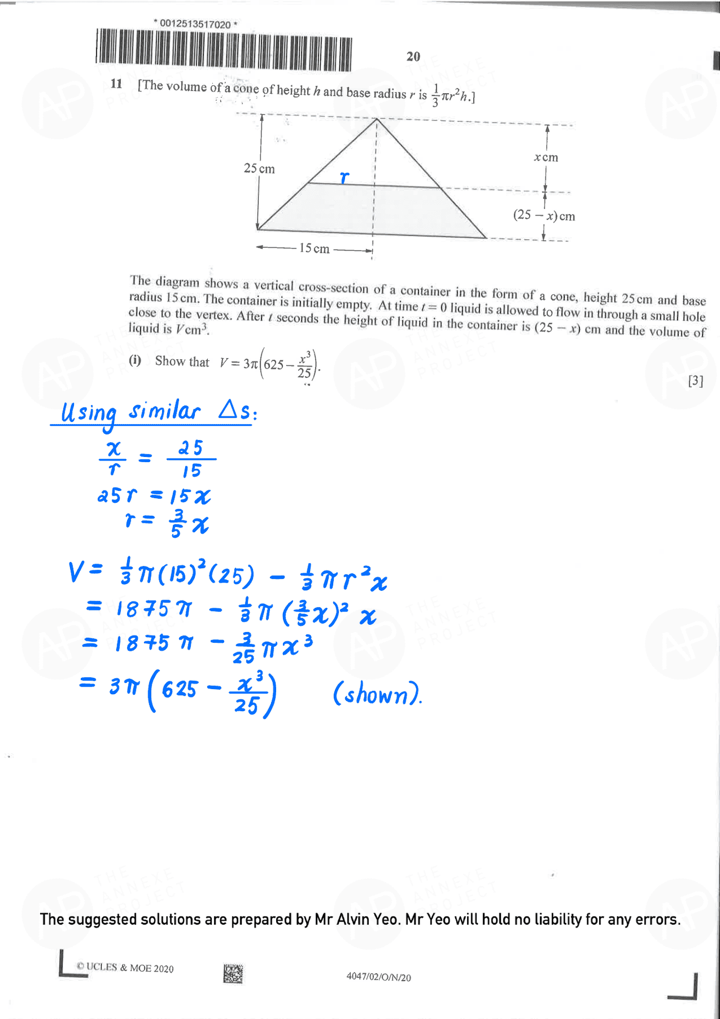 2020 O Level A Math Paper 2 Solutions page 18 fs8