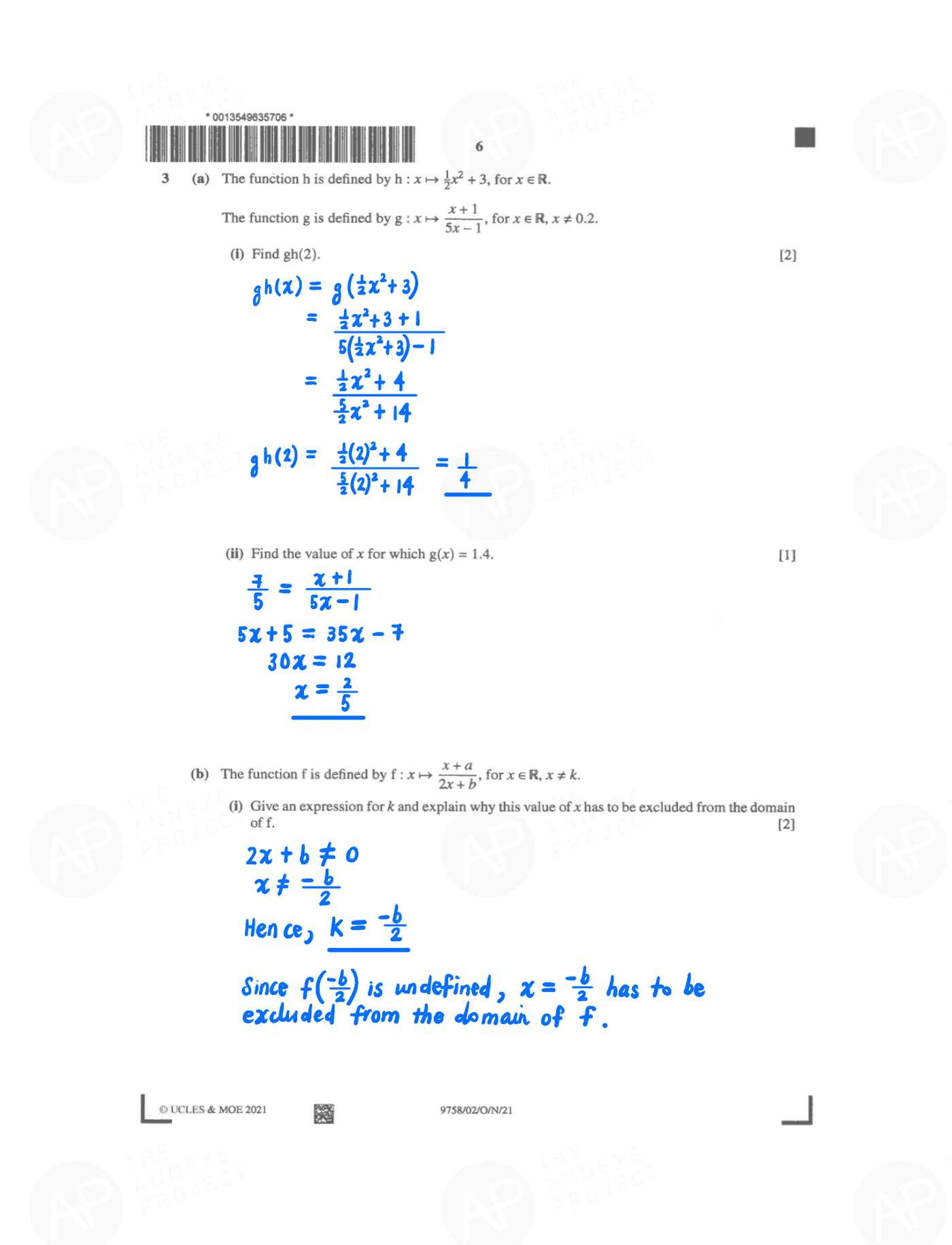 2021 A Level H2 Mathematics Paper 2 Solution page 07 fs8
