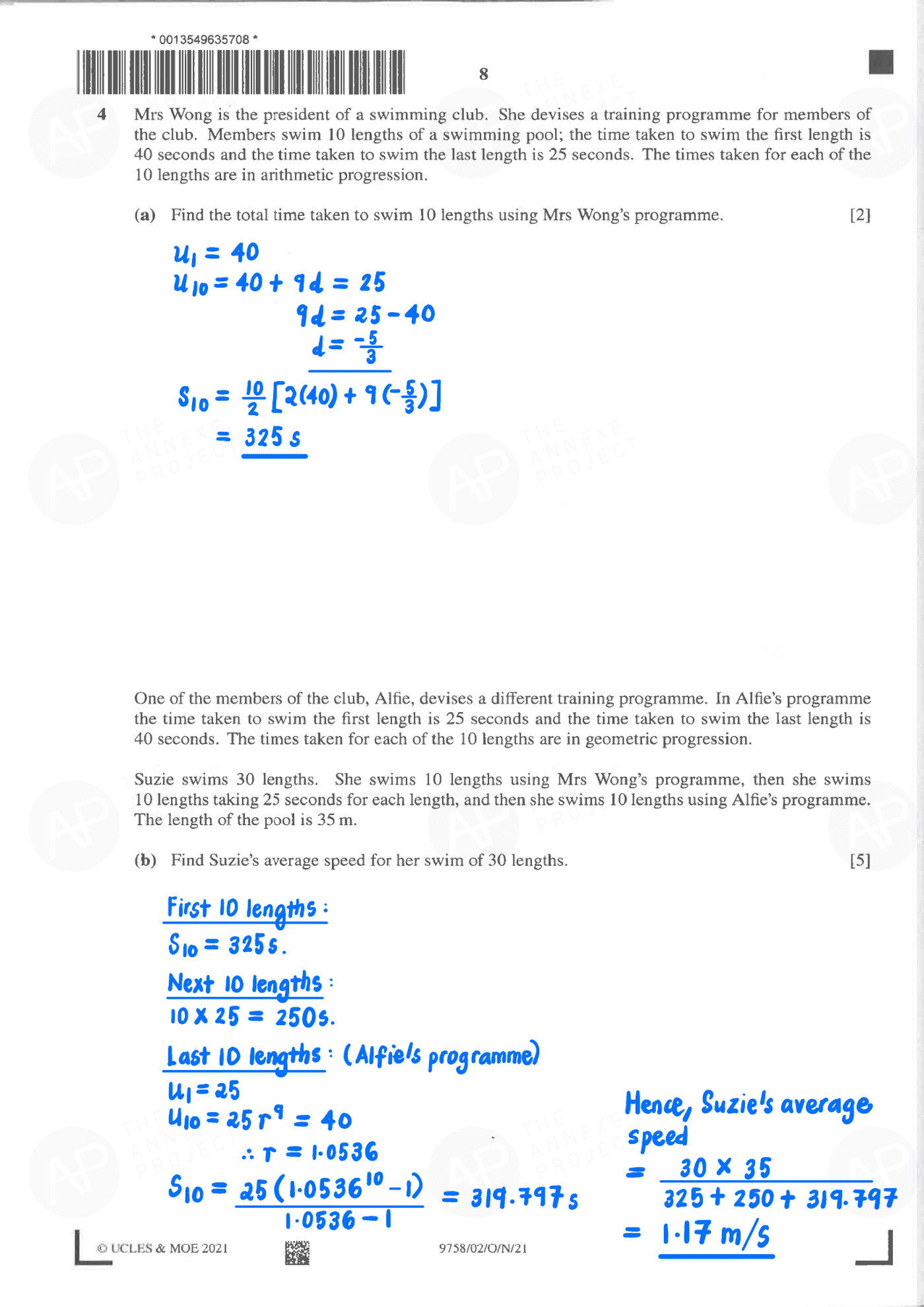 2021 A Level H2 Mathematics Paper 2 Solution page 09 fs8