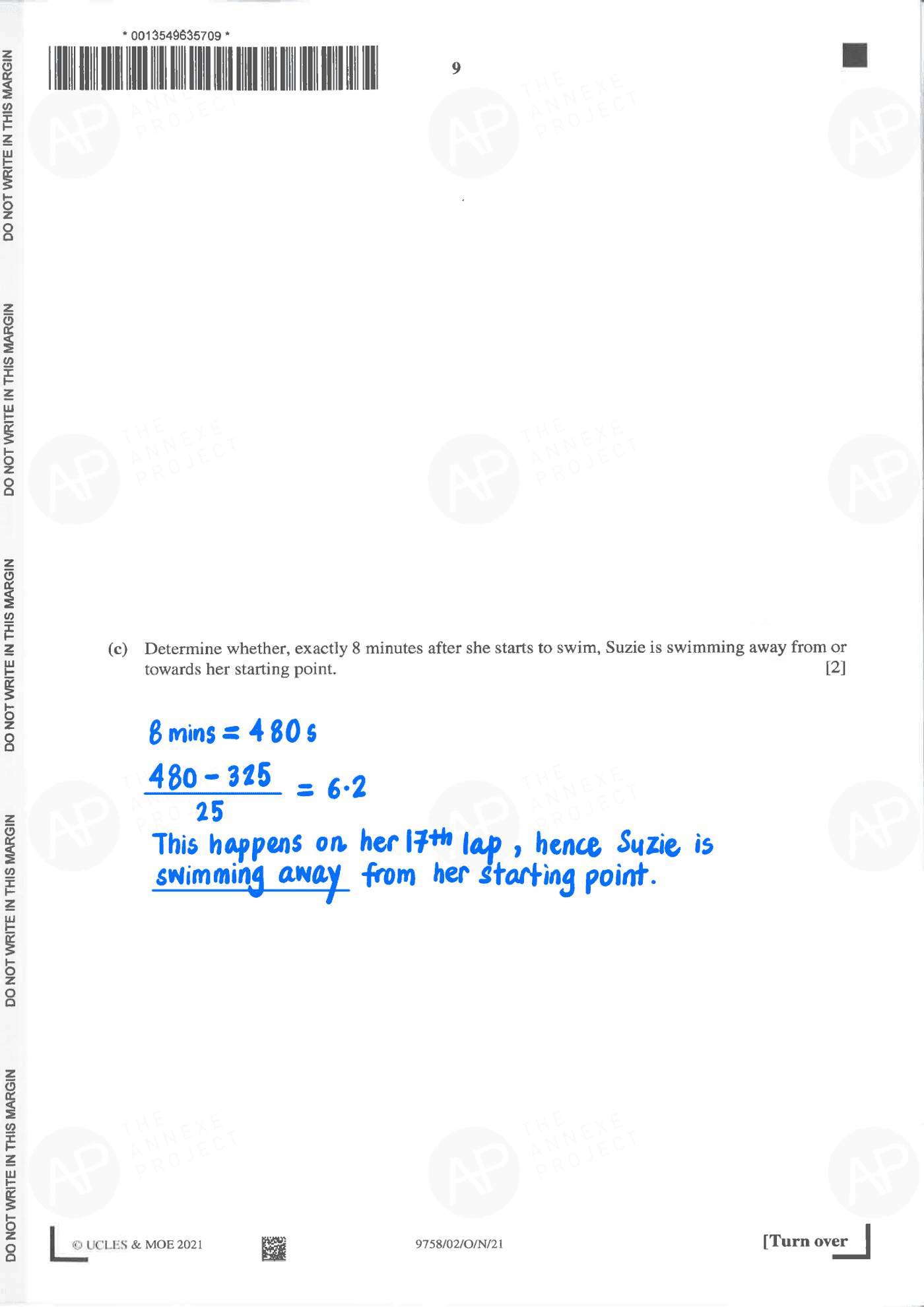2021 A Level H2 Mathematics Paper 2 Solution page 10 fs8