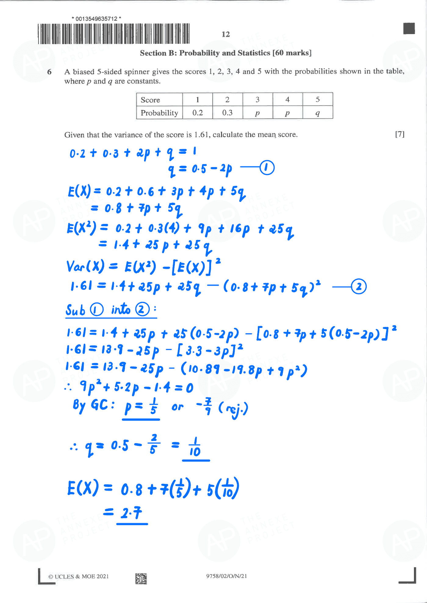 2021 A Level H2 Mathematics Paper 2 Solution page 13 fs8