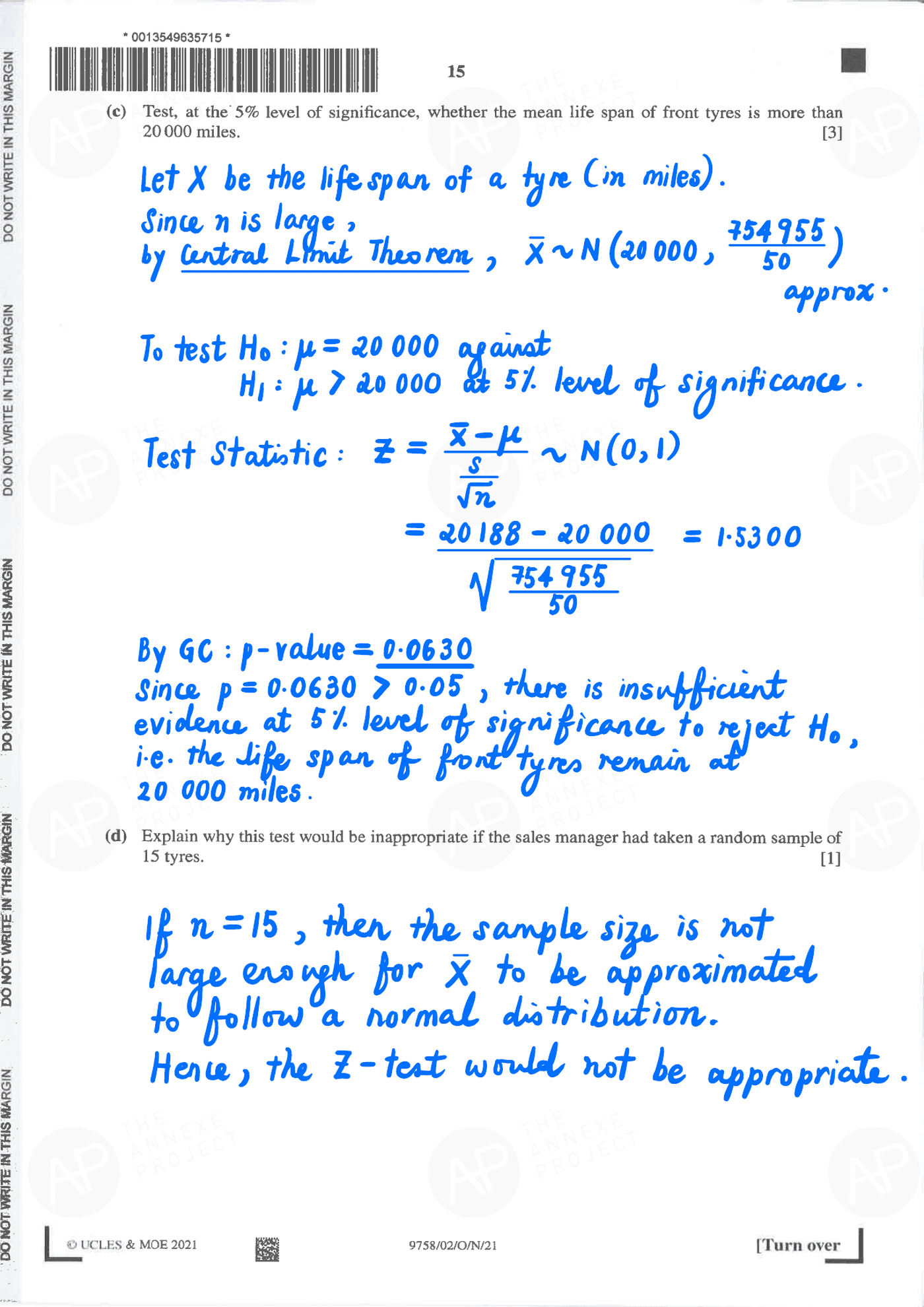 2021 A Level H2 Mathematics Paper 2 Solution page 16 fs8