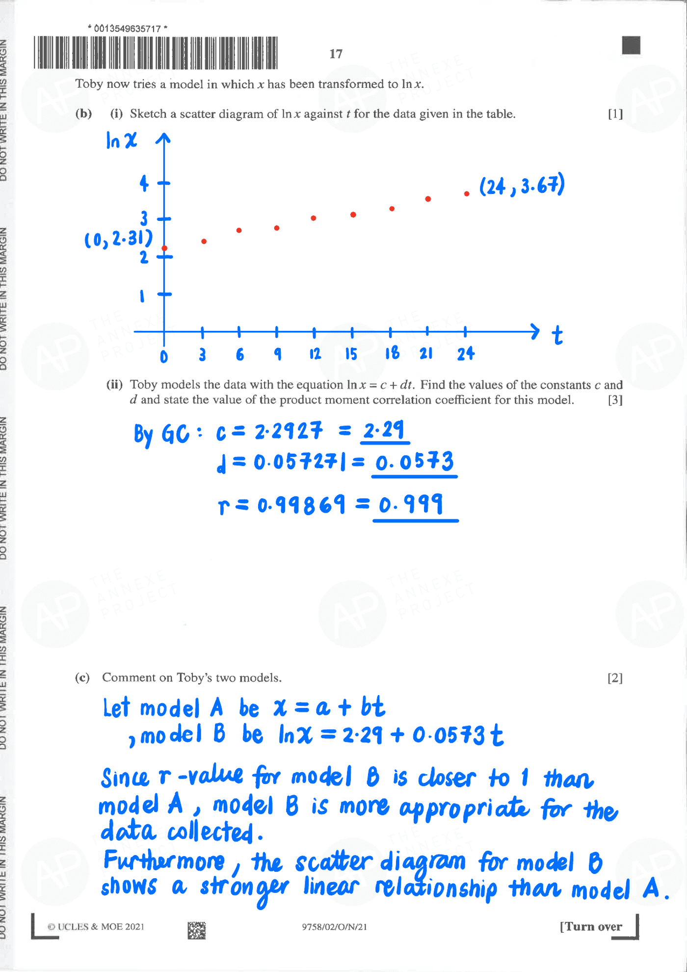 2021 A Level H2 Mathematics Paper 2 Solution page 18 fs8