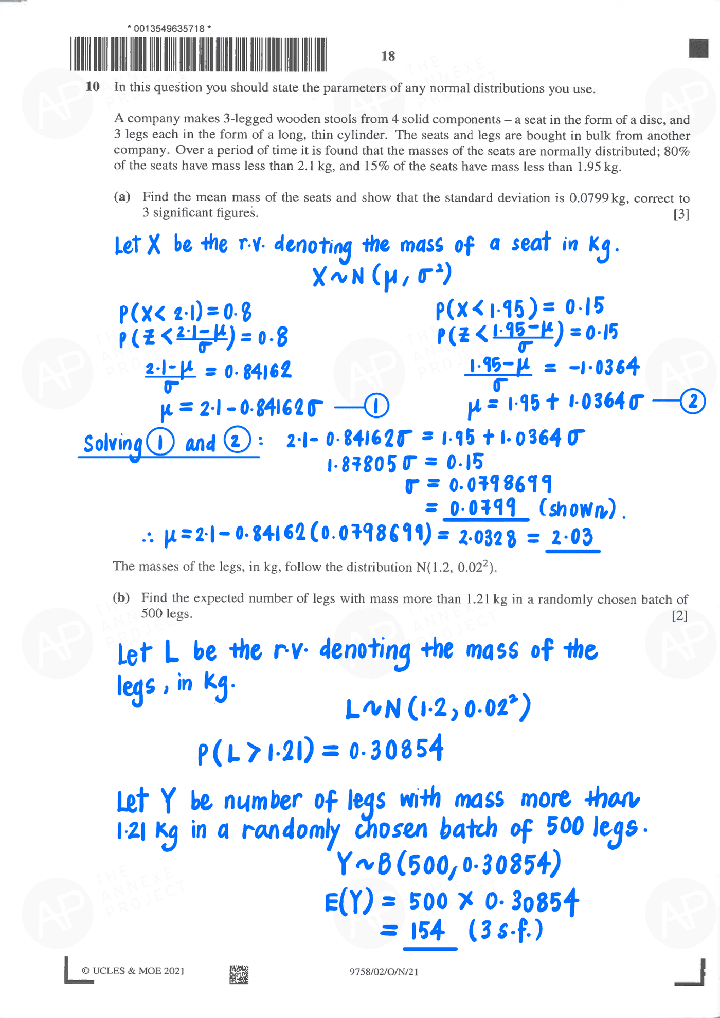 2021 A Level H2 Mathematics Paper 2 Solution page 19 fs8