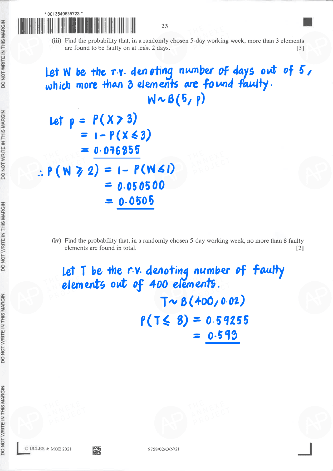 2021 A Level H2 Mathematics Paper 2 Solution page 24 fs8