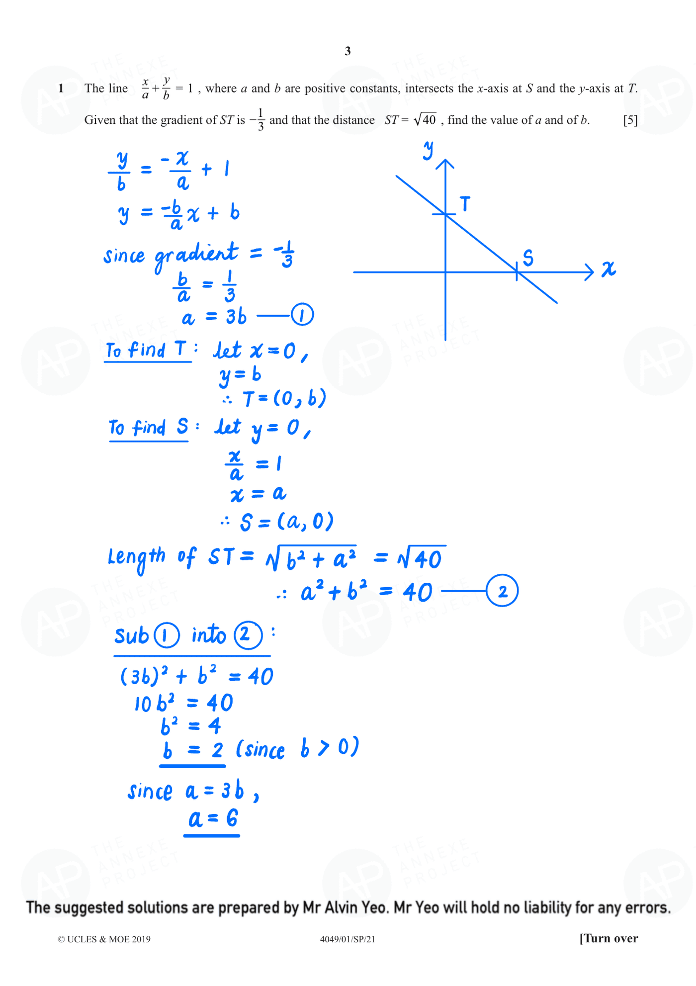 2021 O Level Additional Mathematics Specimen Paper 1 page 03 fs8