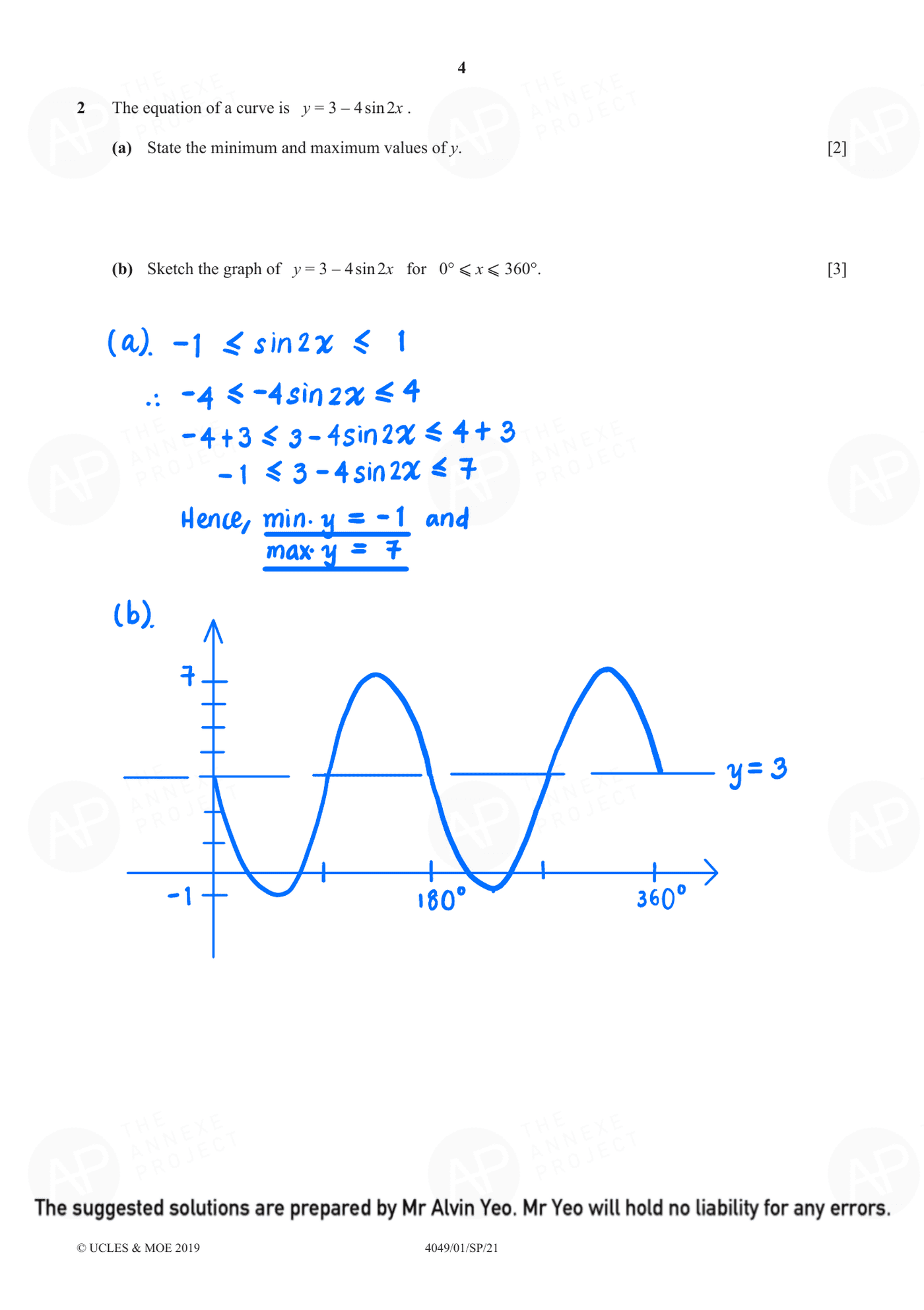 2021 O Level Additional Mathematics Specimen Paper 1 page 04 fs8