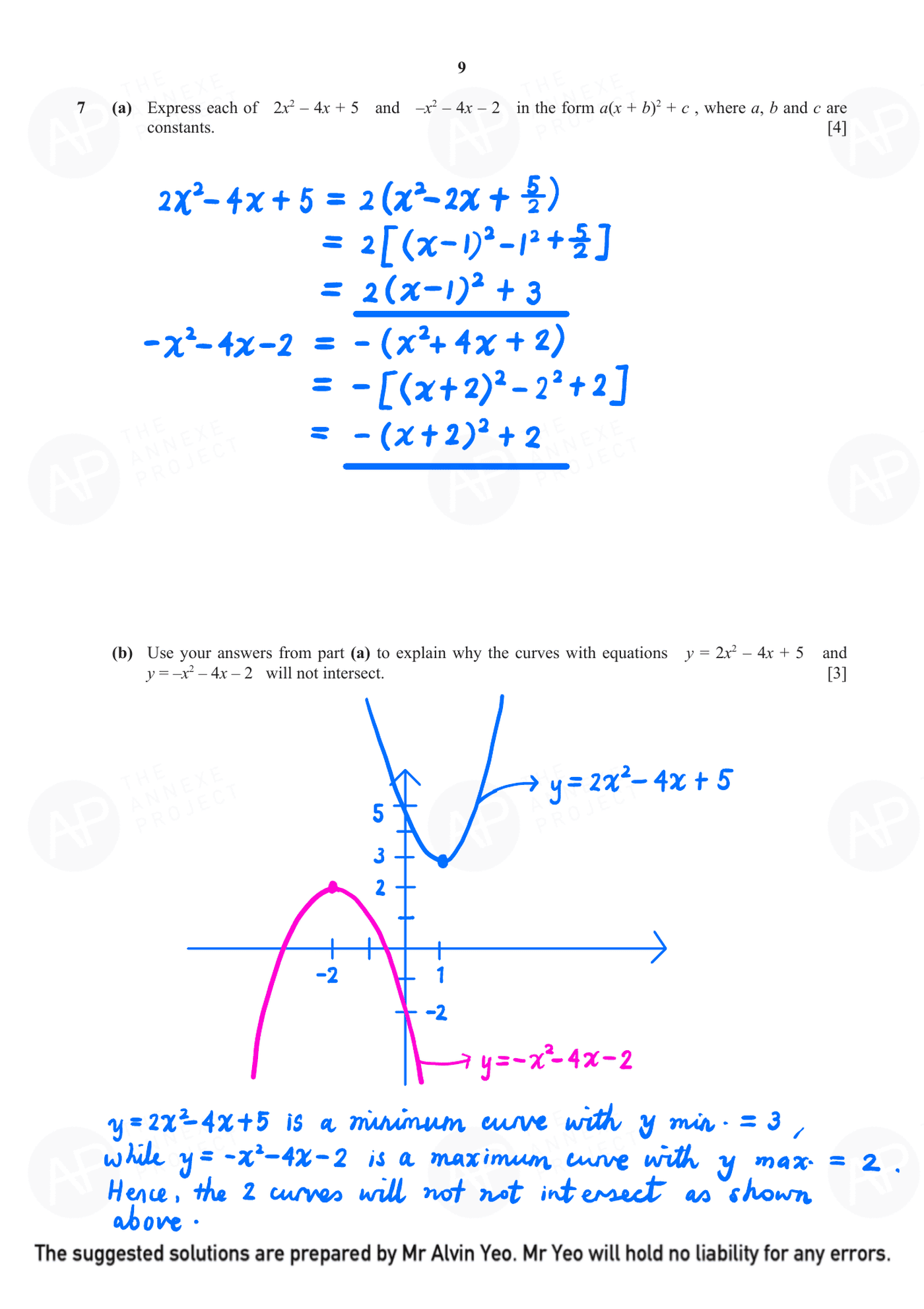 2021 O Level Additional Mathematics Specimen Paper 1 page 09 fs8