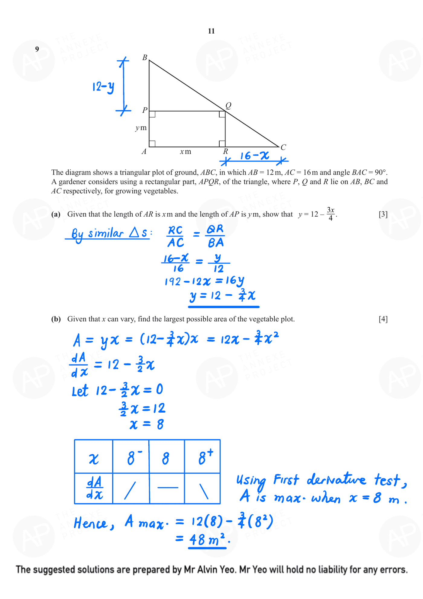 2021 O Level Additional Mathematics Specimen Paper 1 page 11 fs8