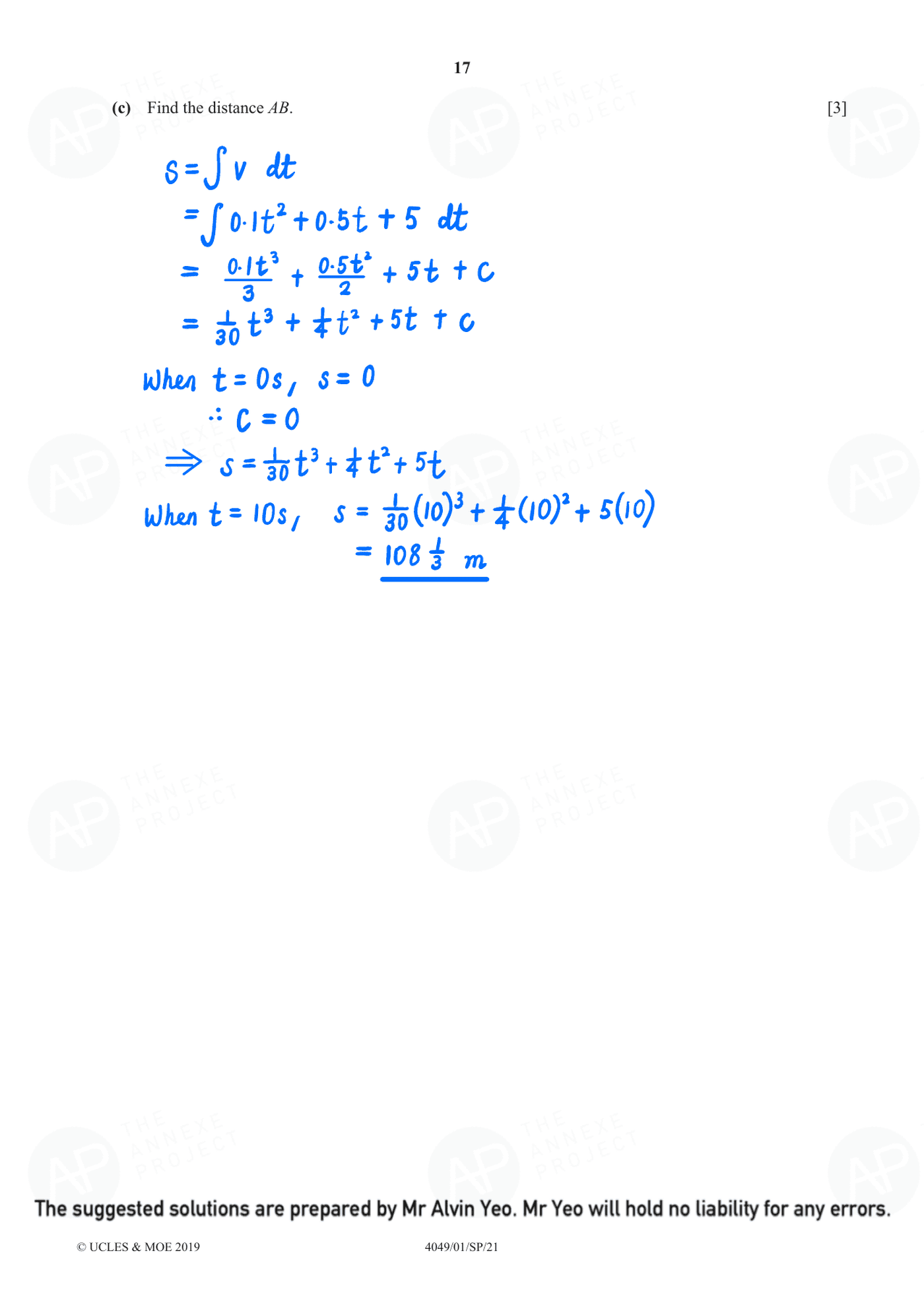 2021 O Level Additional Mathematics Specimen Paper 1 page 17 fs8