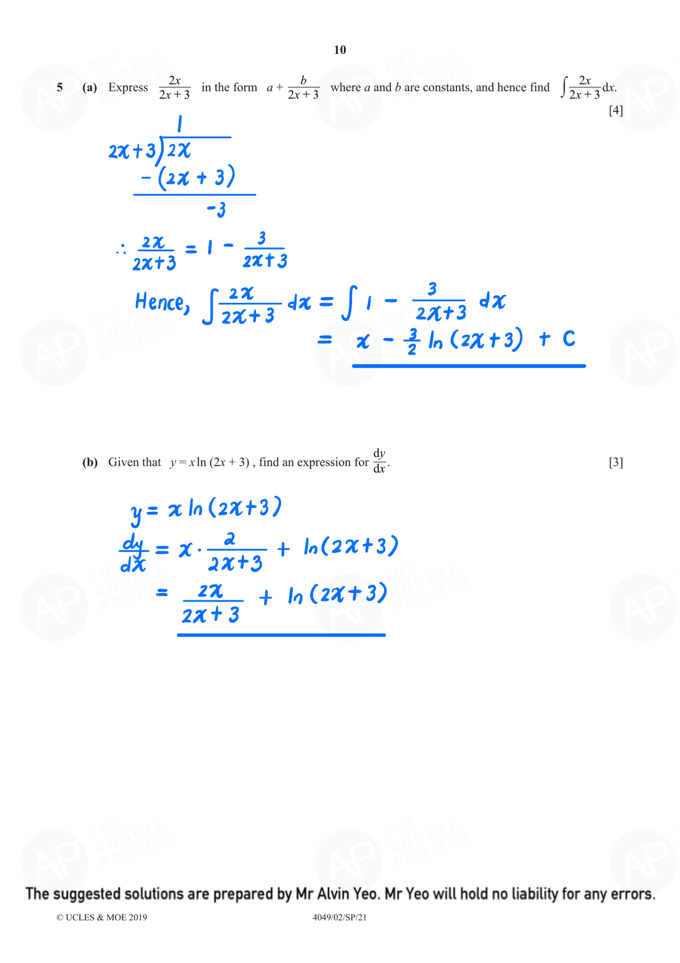 2021 O Level Additional Mathematics Specimen Paper 2 page 10 fs8