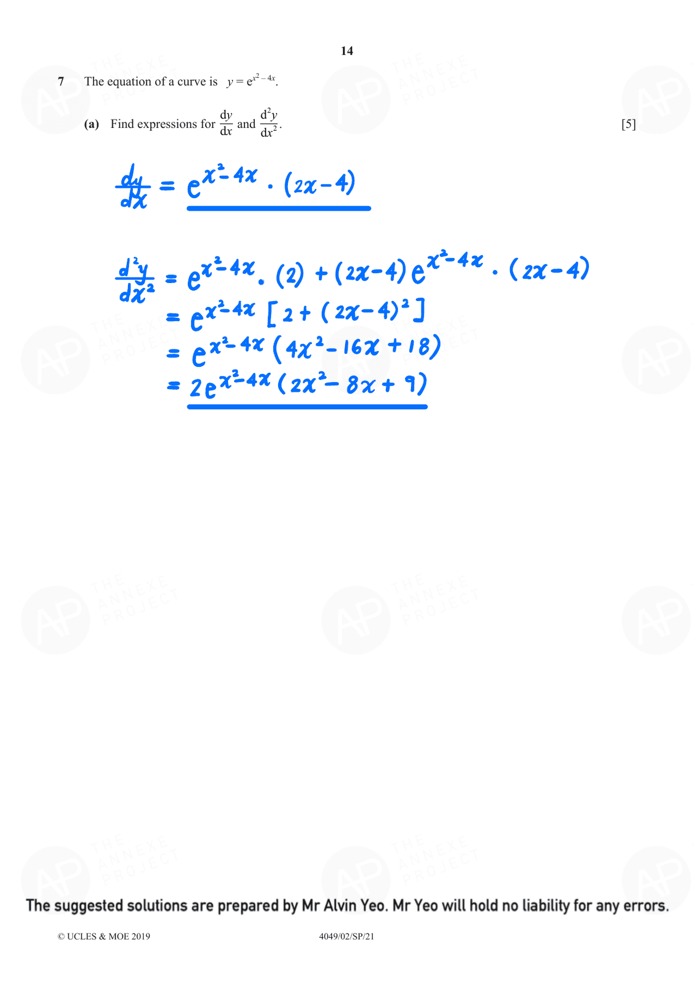 2021 O Level Additional Mathematics Specimen Paper 2 page 14 fs8