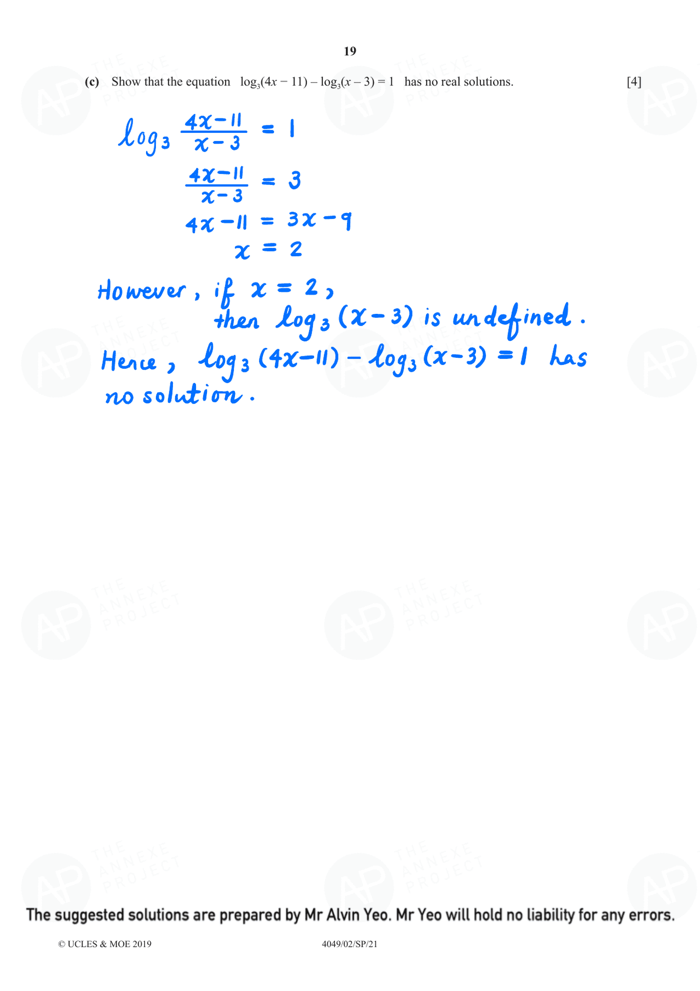2021 O Level Additional Mathematics Specimen Paper 2 page 19 fs8
