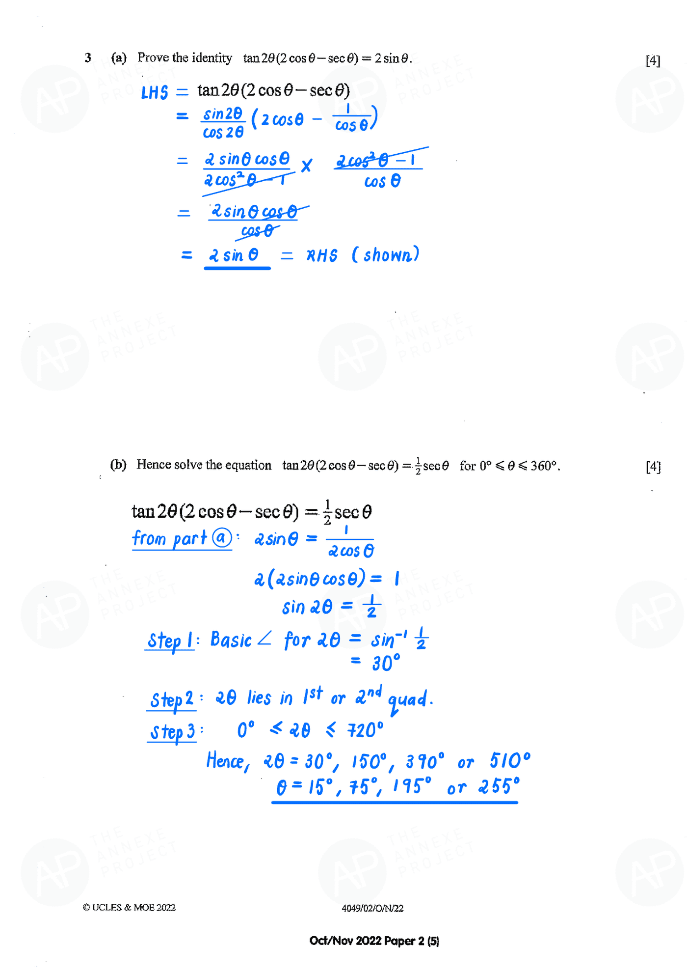 2022 O Level A Math Paper 2 solutions page 05 fs8