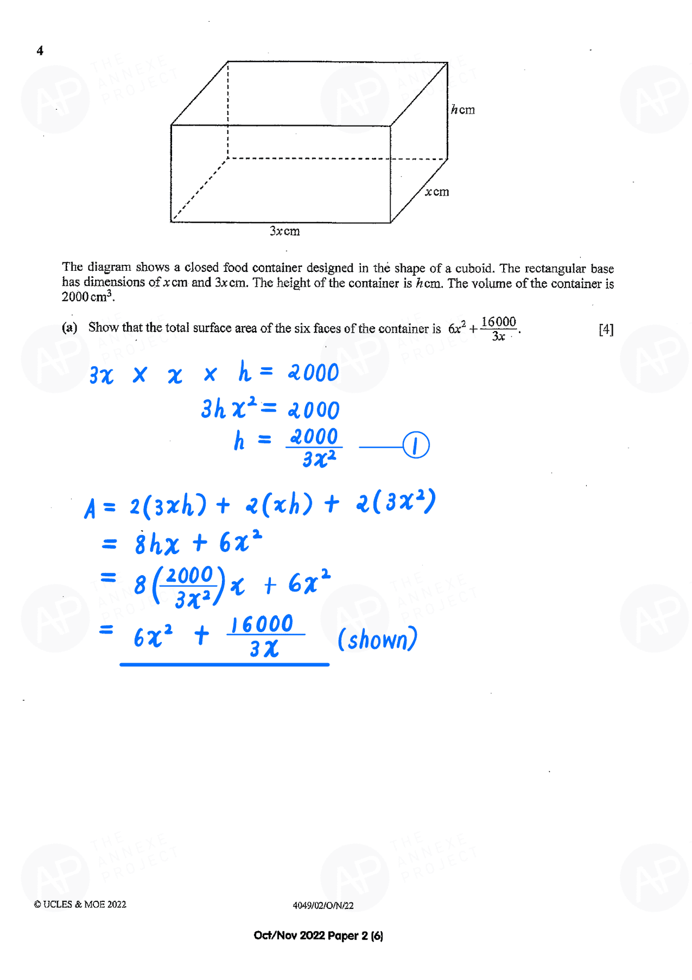 2022 O Level A Math Paper 2 solutions page 06 fs8