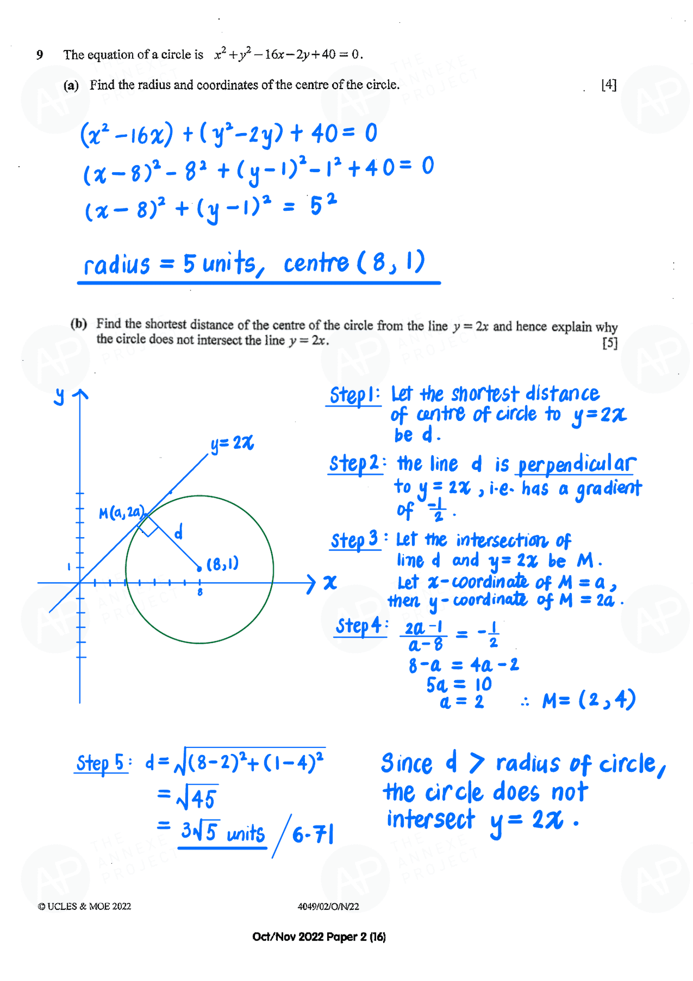 2022 O Level A Math Paper 2 solutions page 16 fs8