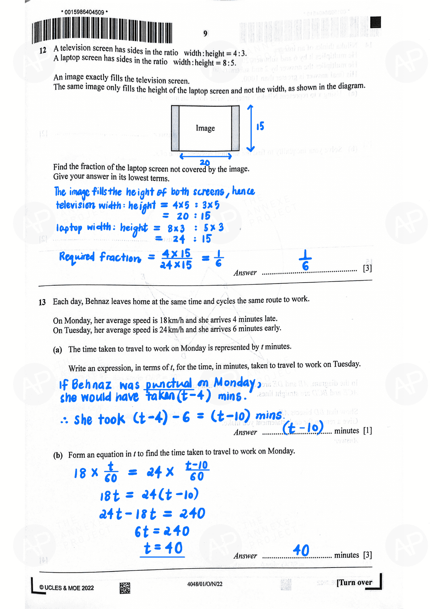 2022 O Level Elementary Mathematics Paper 1 page 09 fs8