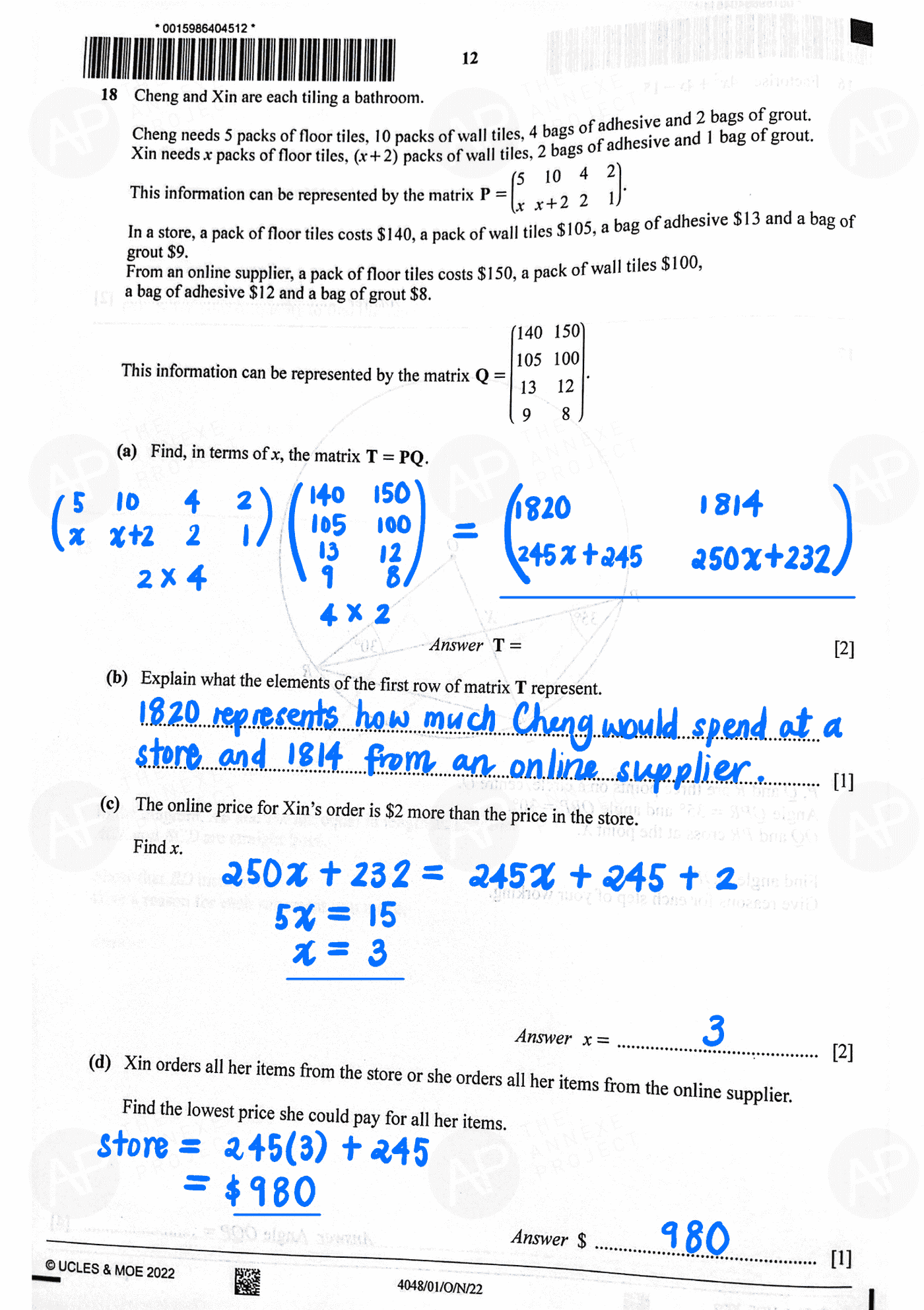 2022 O Level Elementary Mathematics Paper 1 page 12 fs8
