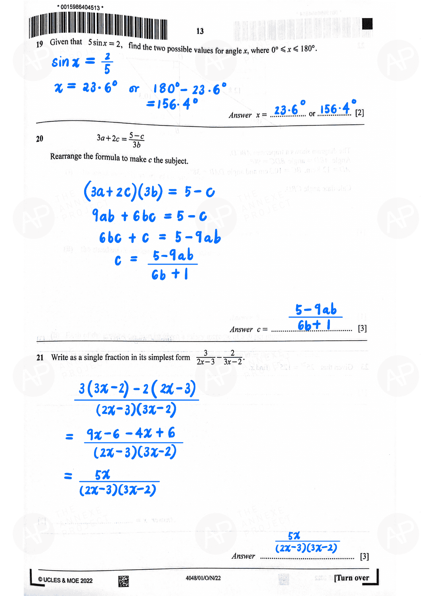 2022 O Level Elementary Mathematics Paper 1 page 13 fs8